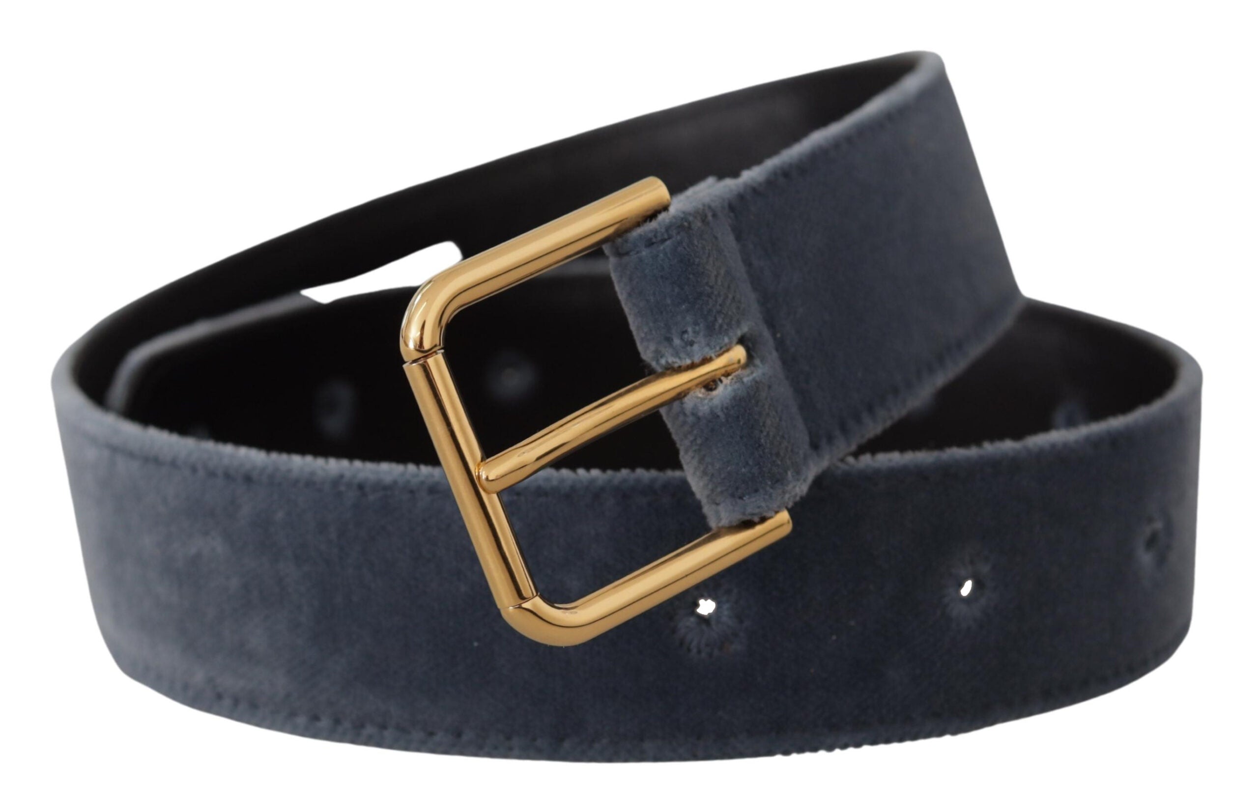 Dolce &amp; Gabbana Ceinture de créateur en velours bleu marine élégante