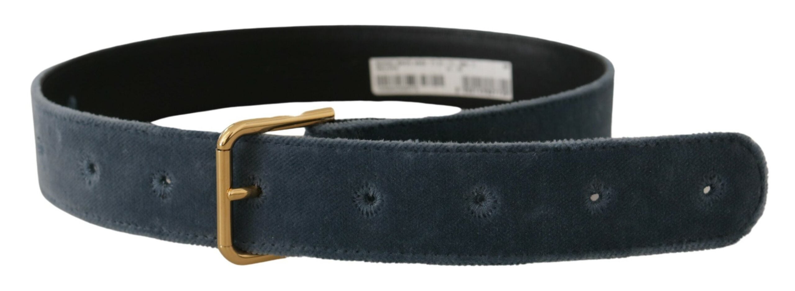 Dolce &amp; Gabbana Ceinture de créateur en velours bleu marine élégante