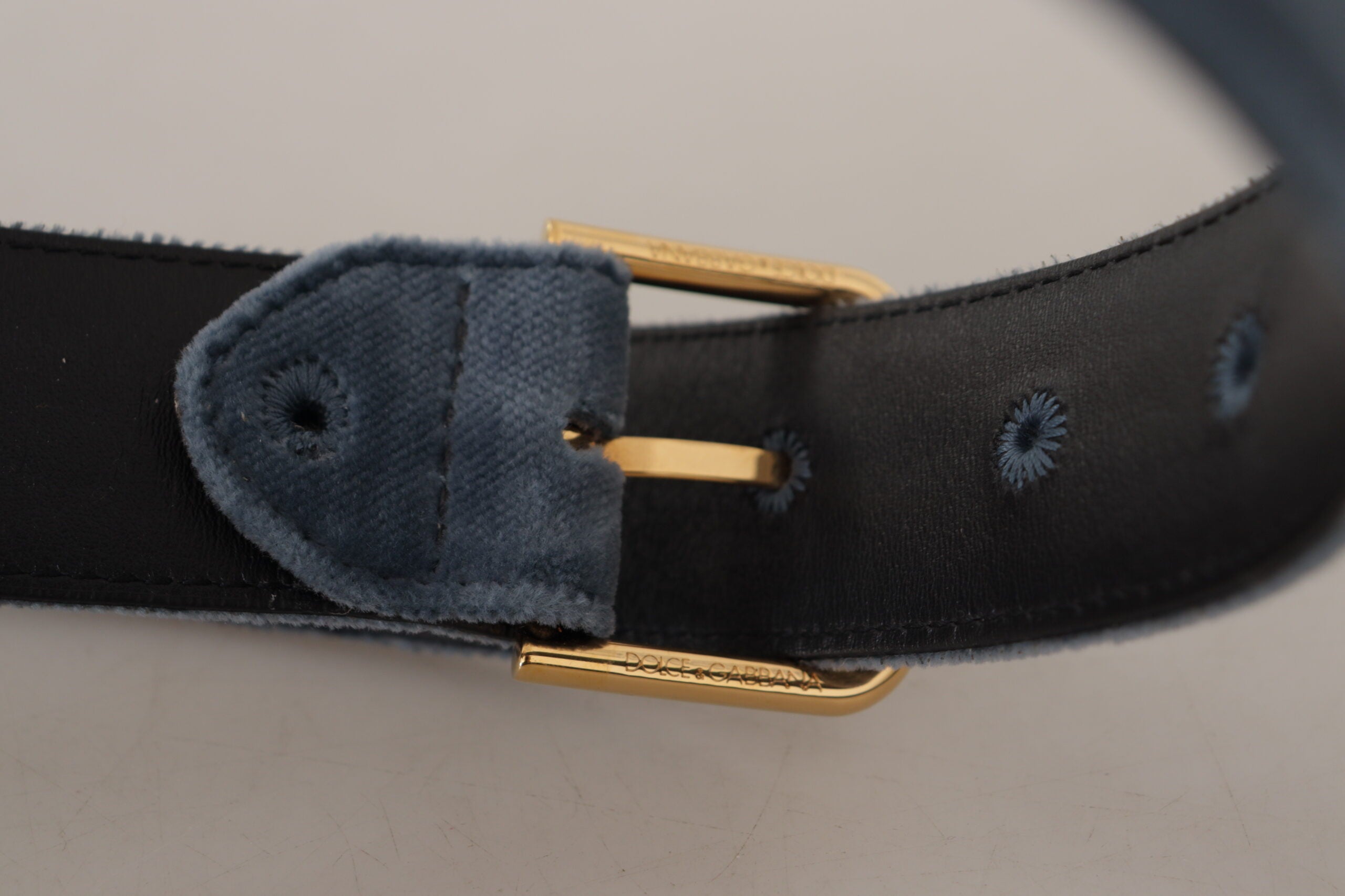 Dolce &amp; Gabbana Ceinture de créateur en velours bleu marine élégante