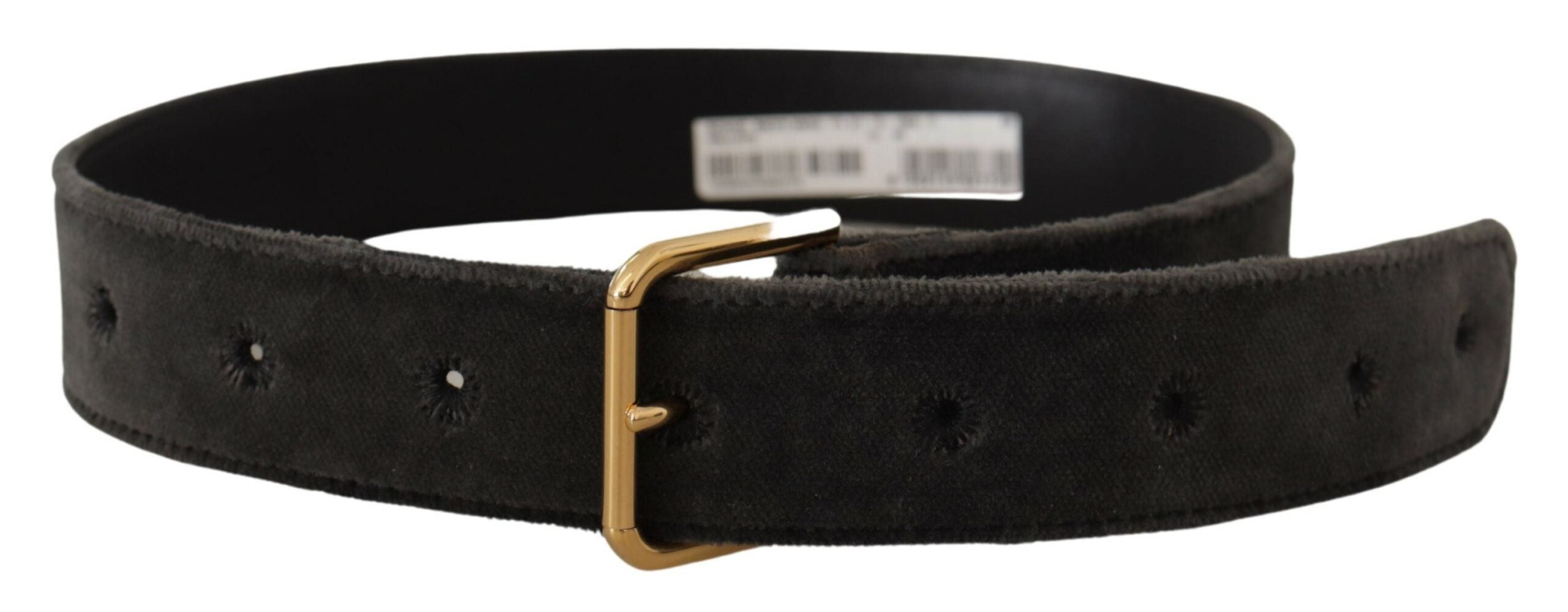 Dolce &amp; Gabbana Ceinture élégante en velours avec boucle gravée