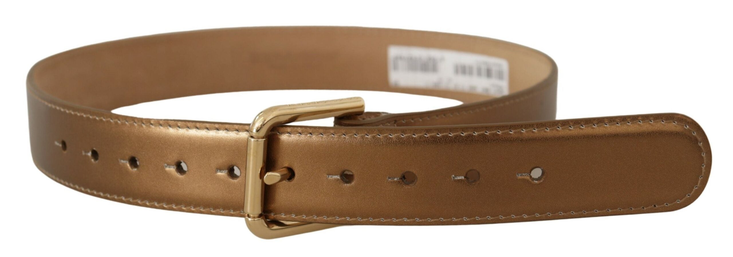 Ceinture en cuir bronze Dolce &amp; Gabbana avec boucle dorée