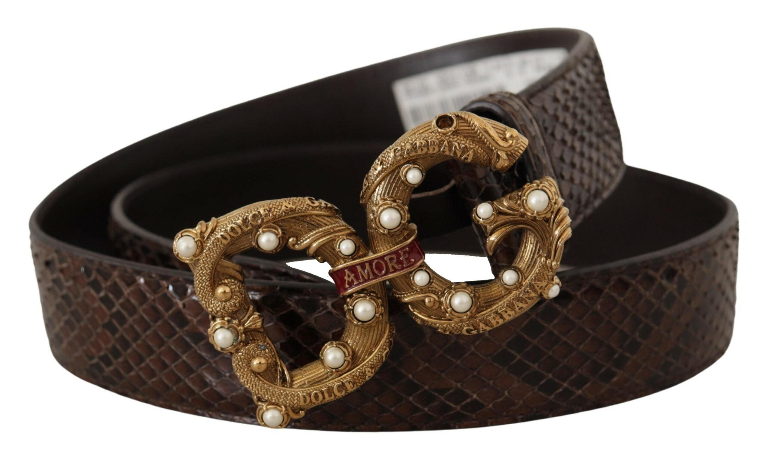 Dolce &amp; Gabbana Ceinture élégante en cuir peau de serpent