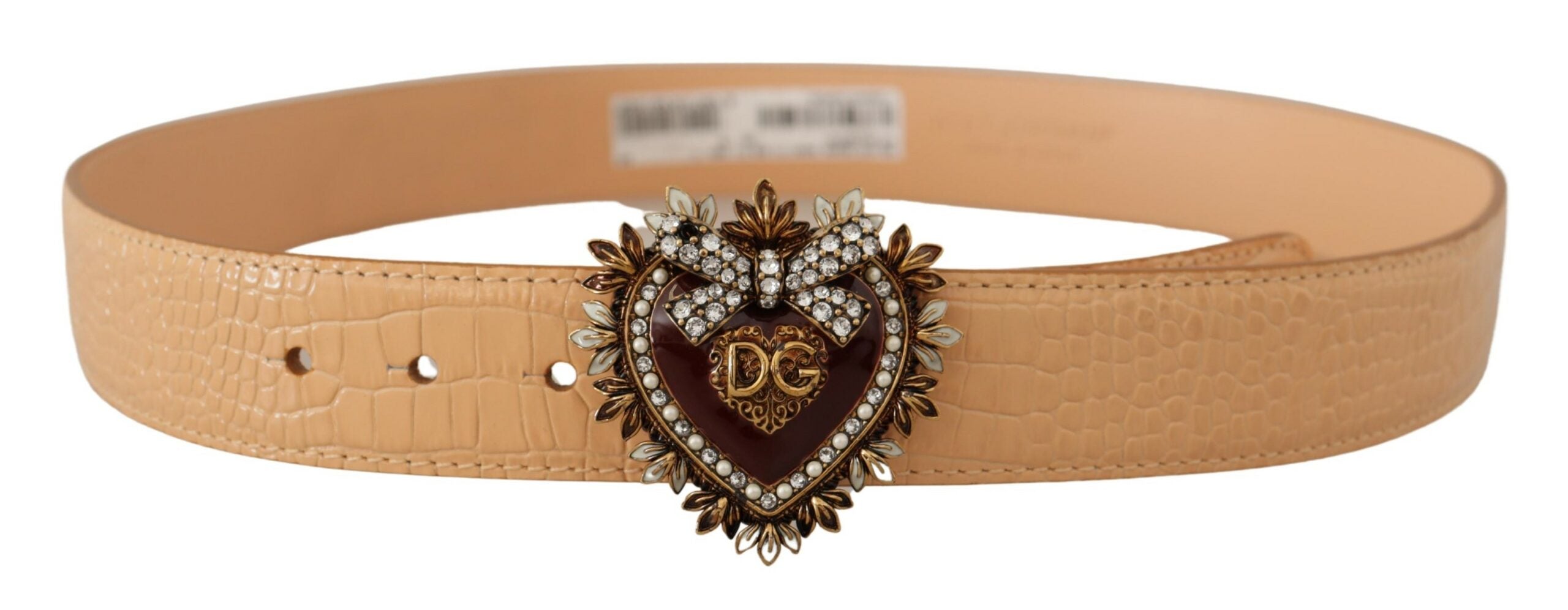 Dolce &amp; Gabbana Enchanting Nude Ceinture en cuir avec boucle gravée