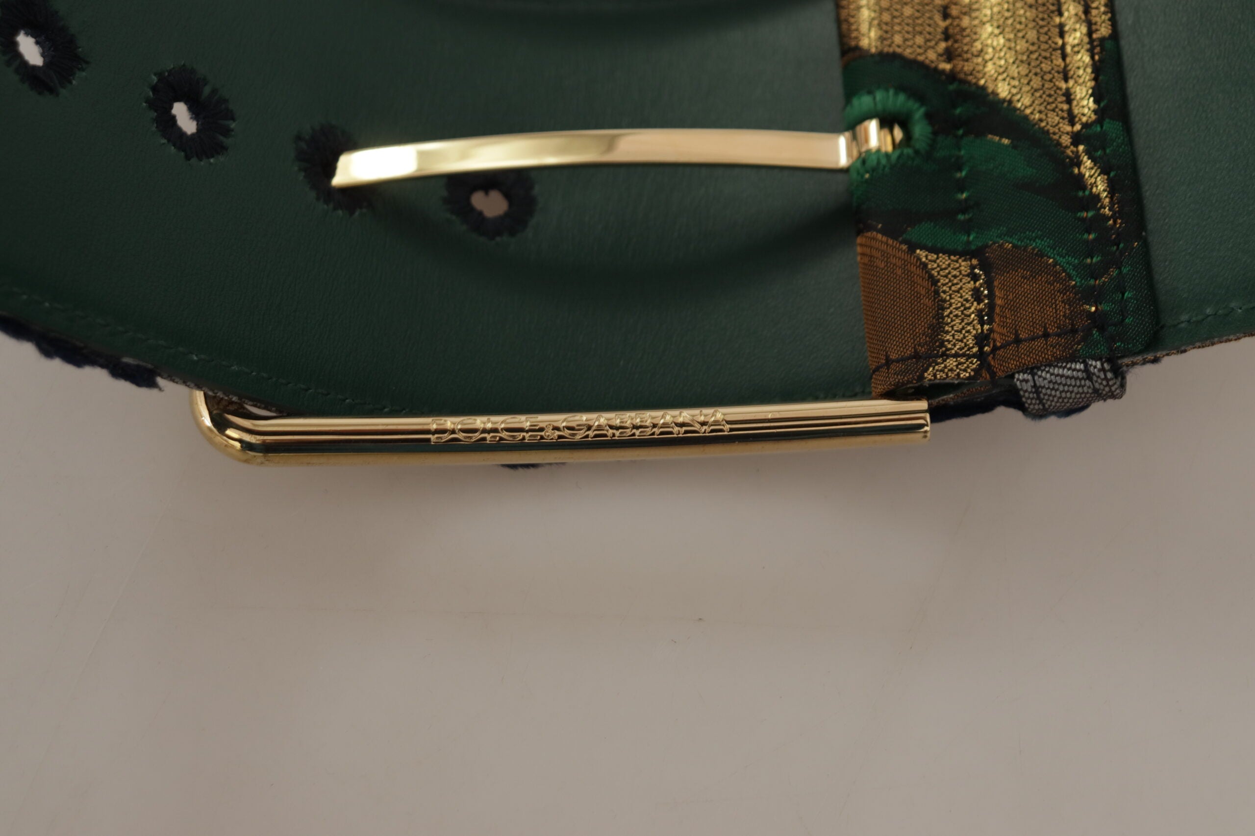 Dolce &amp; Gabbana Ceinture élégante en cuir vert avec boucle logo