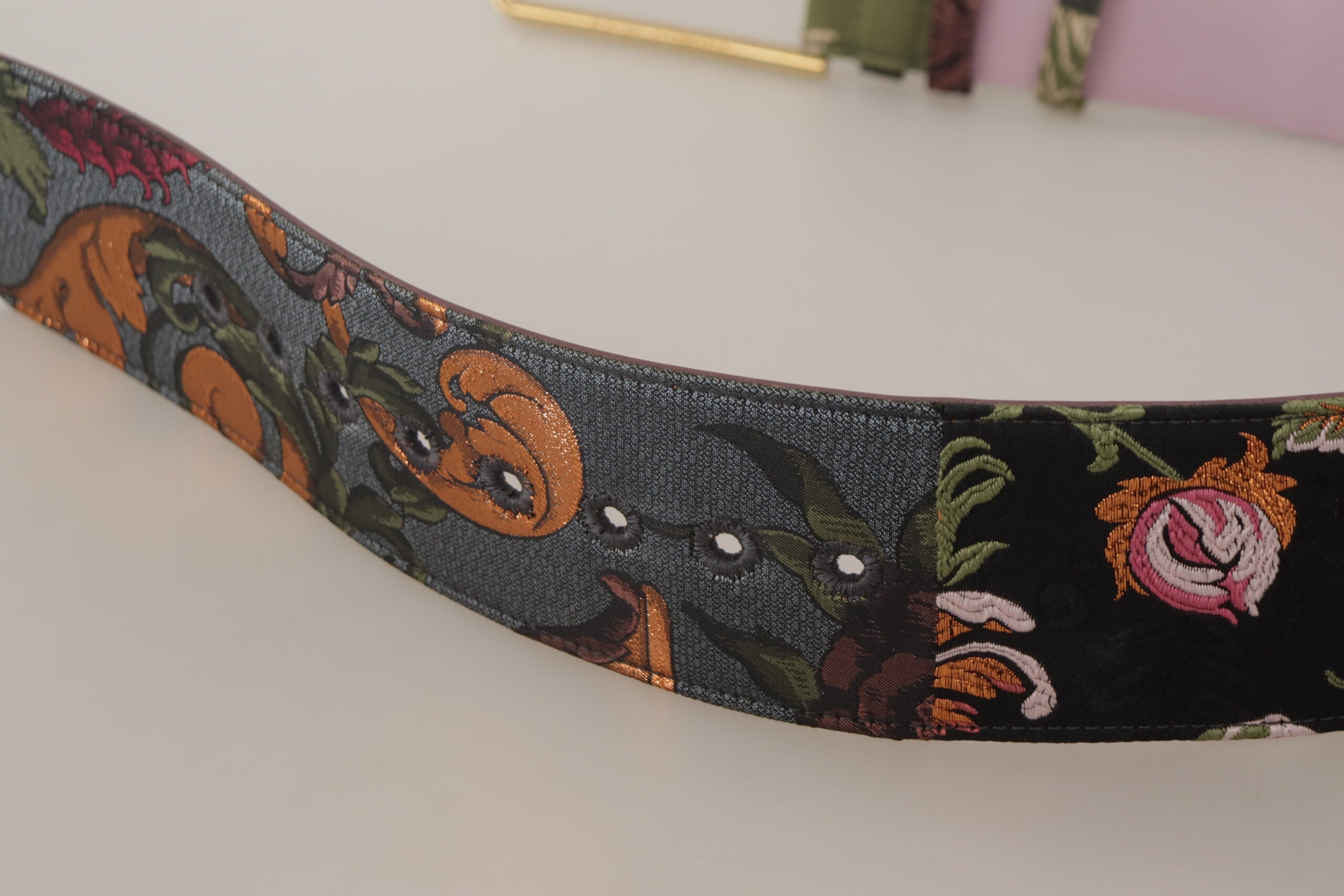 Dolce &amp; Gabbana Ceinture élégante en toile et cuir multicolore