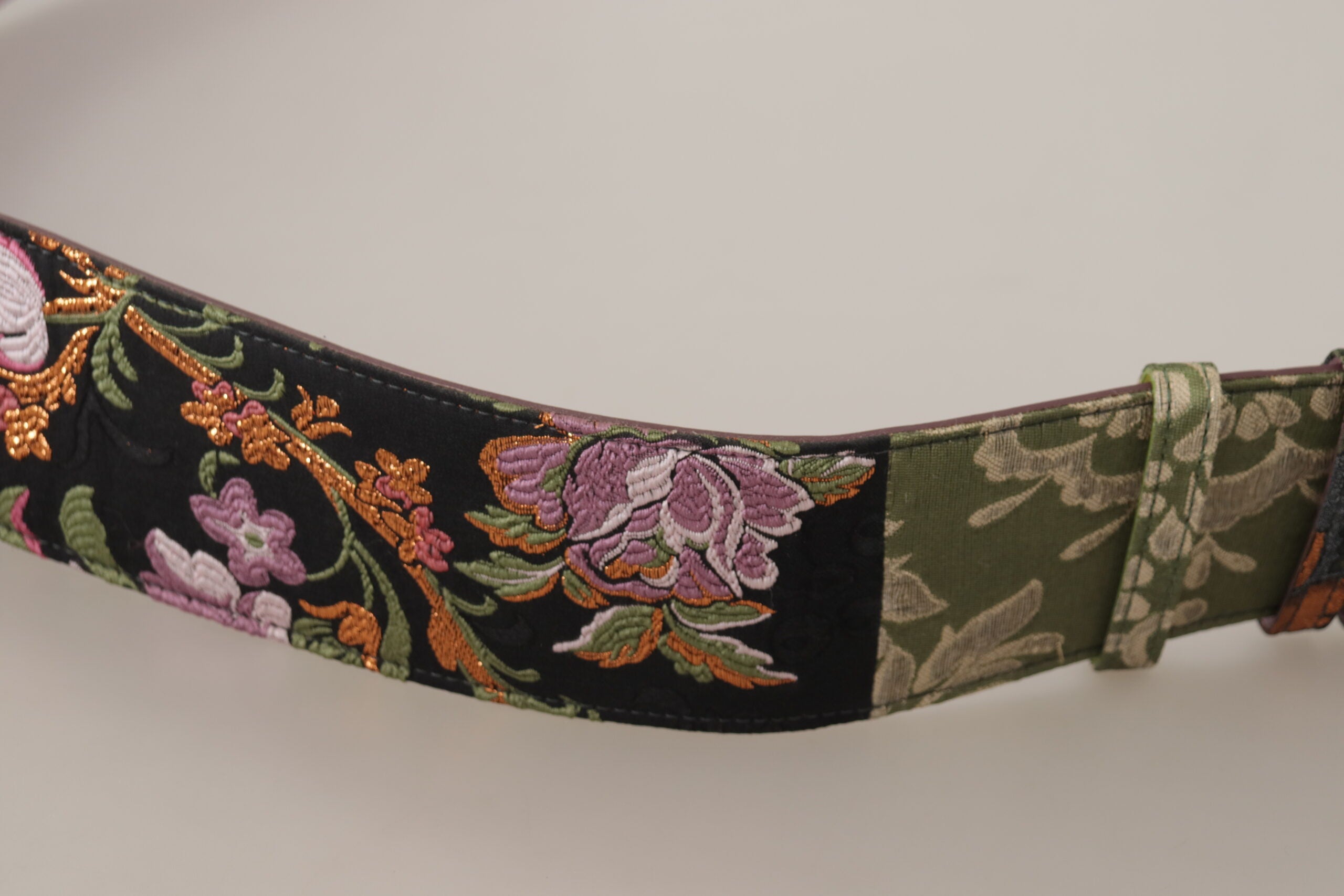 Dolce &amp; Gabbana Ceinture élégante en toile et cuir multicolore