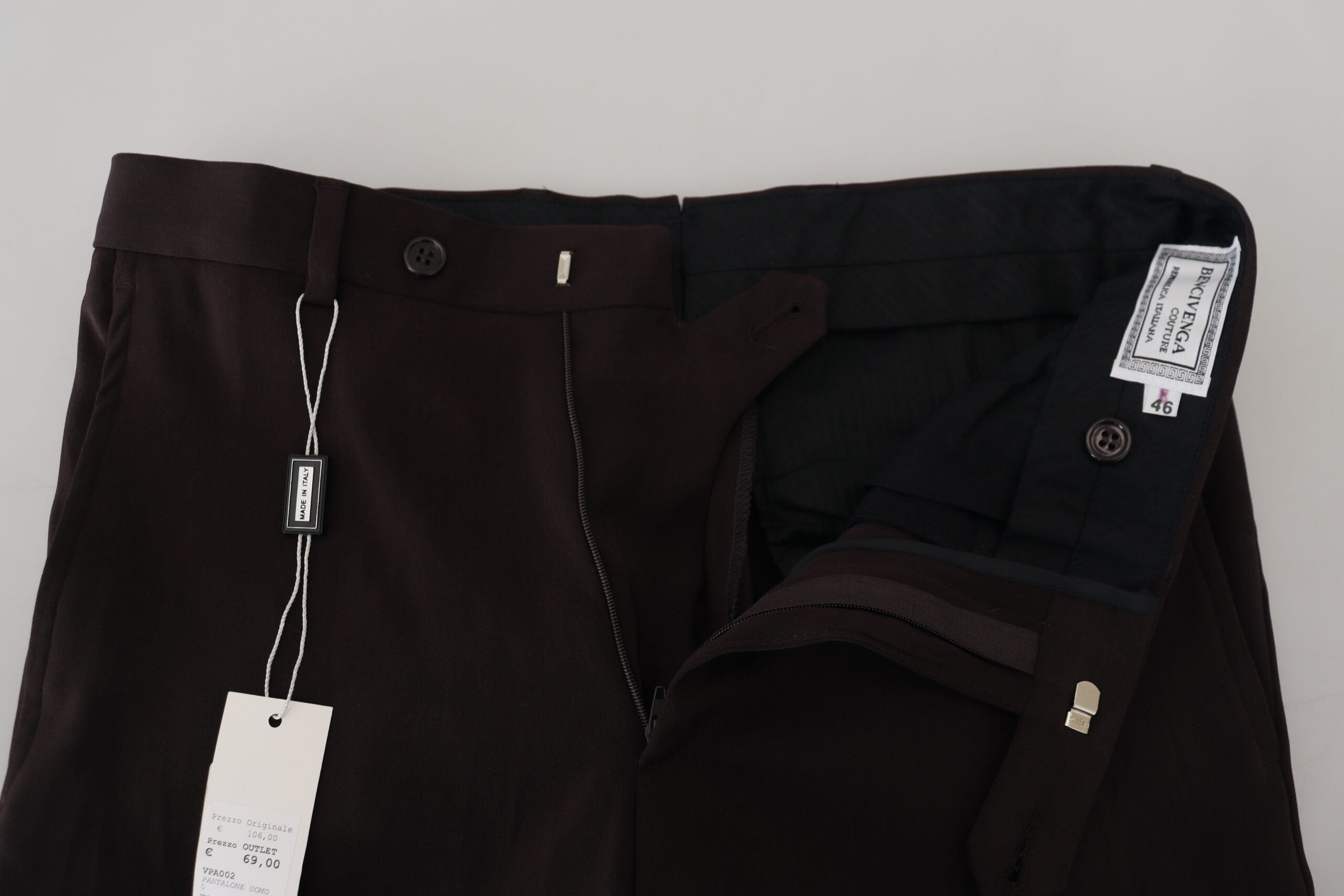 BENCIVENGA Pantalon de costume italien marron élégant