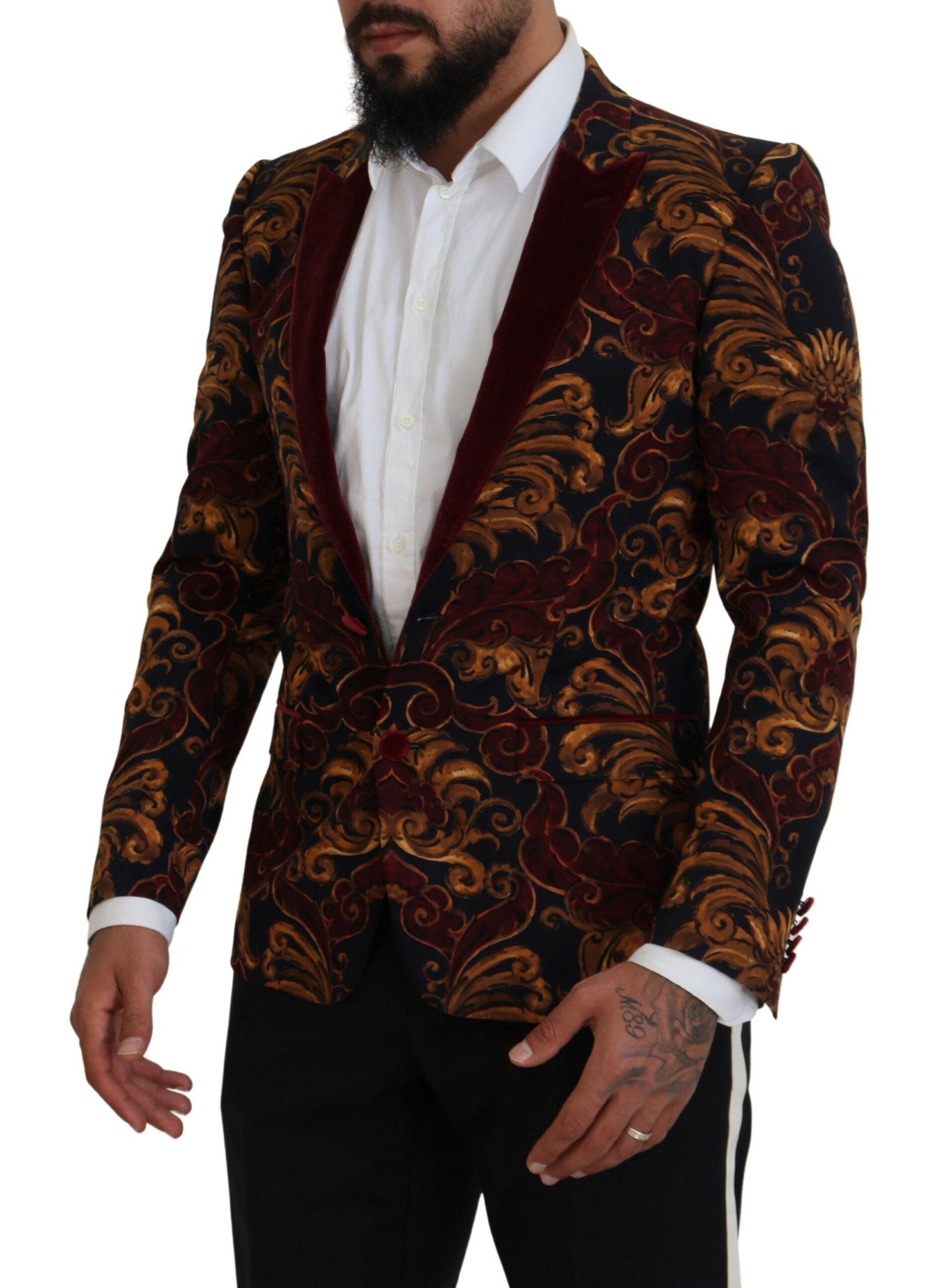 Dolce &amp; Gabbana Blazer élégant en laine mélangée multicolore