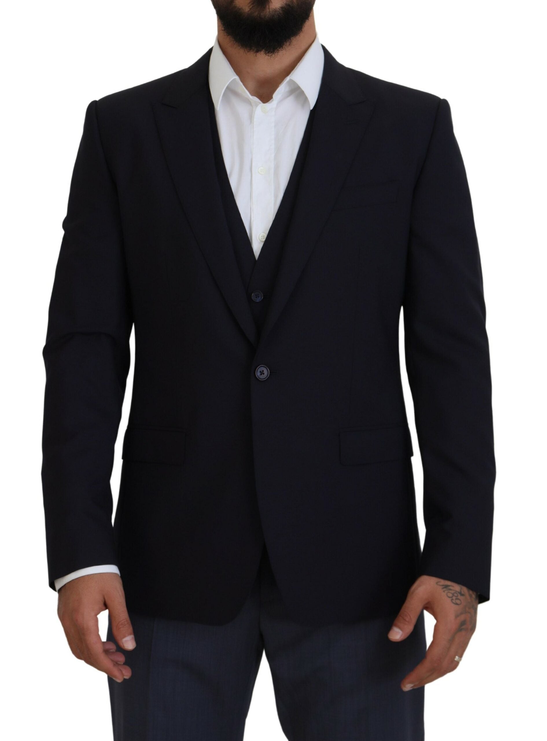 Dolce &amp; Gabbana Blazer Martini élégant en laine mélangée bleu marine