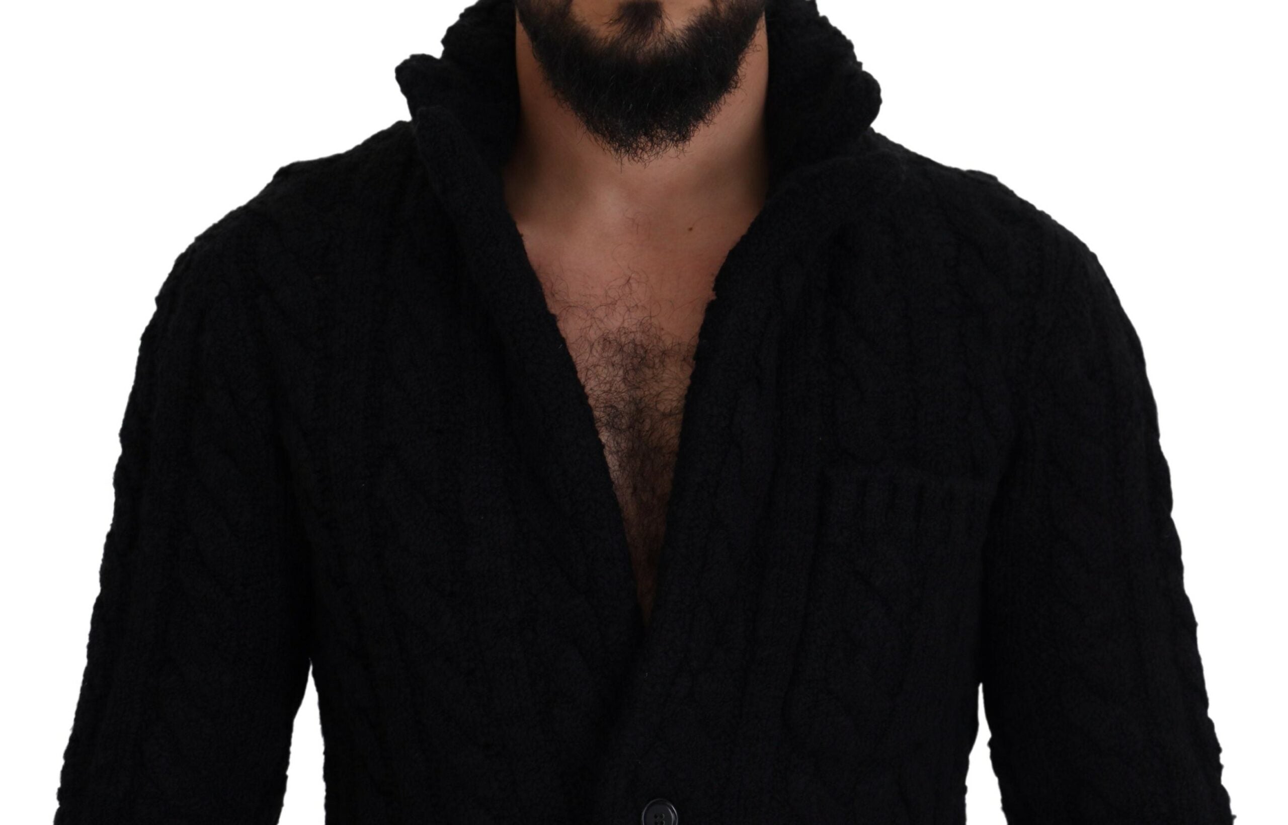 Dolce &amp; Gabbana Élégant cardigan noir en laine et cachemire mélangés