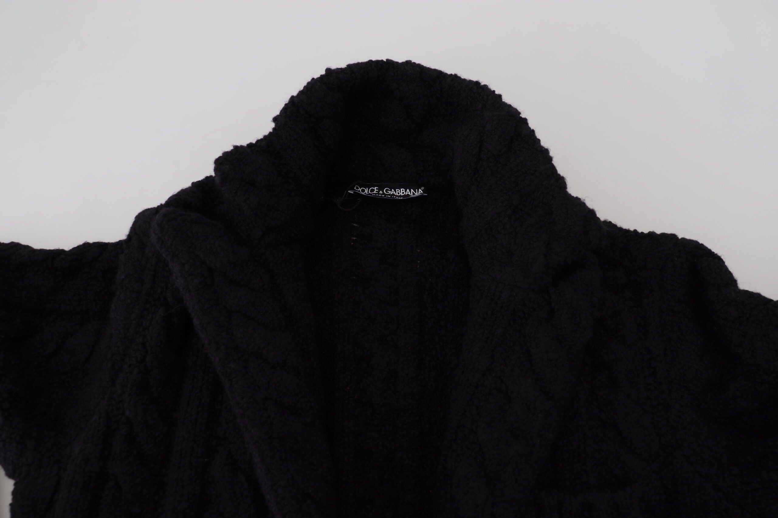 Dolce &amp; Gabbana Élégant cardigan noir en laine et cachemire mélangés