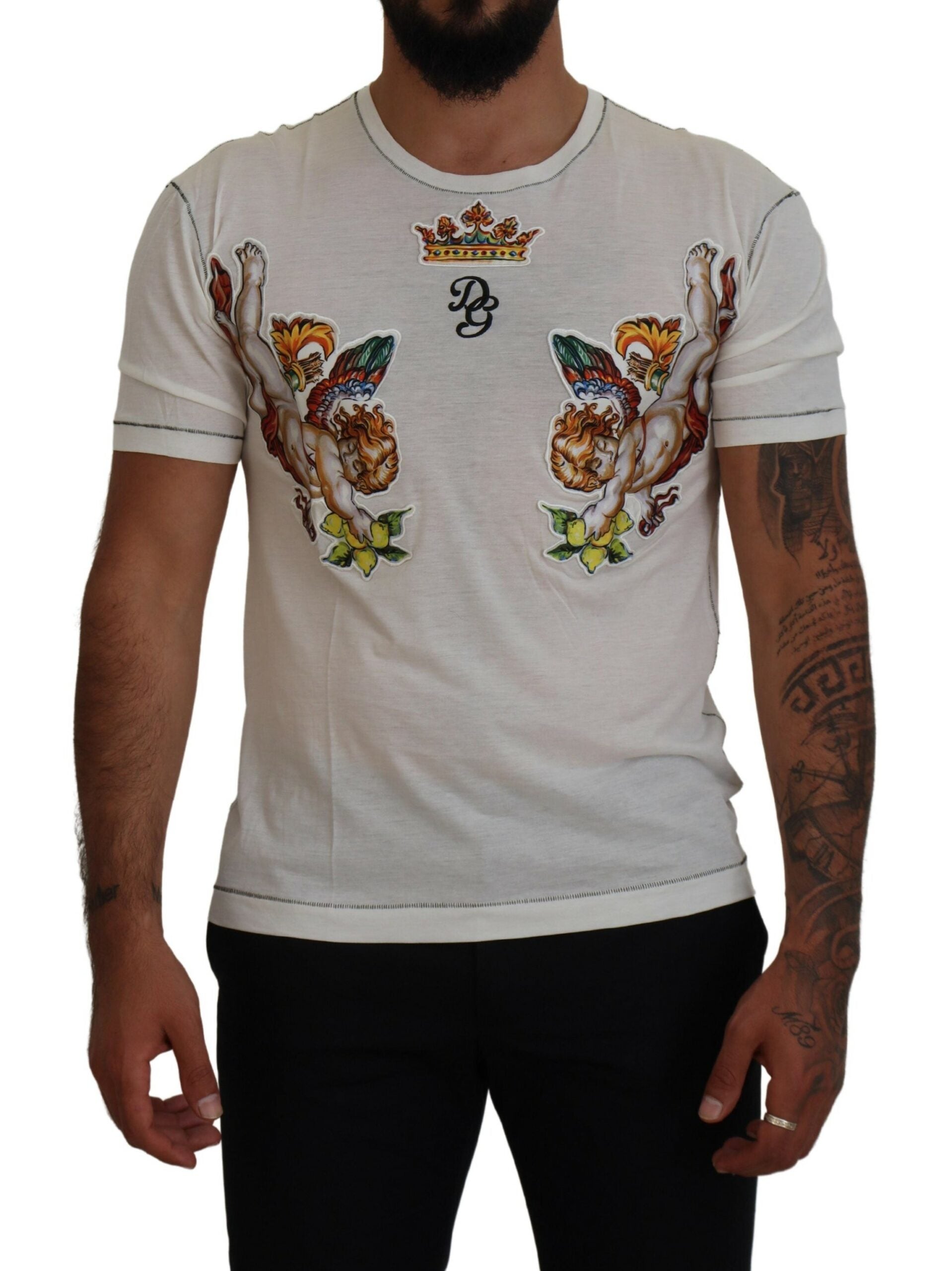 Dolce &amp; Gabbana T-shirt élégant en mélange de coton et de soie blanc