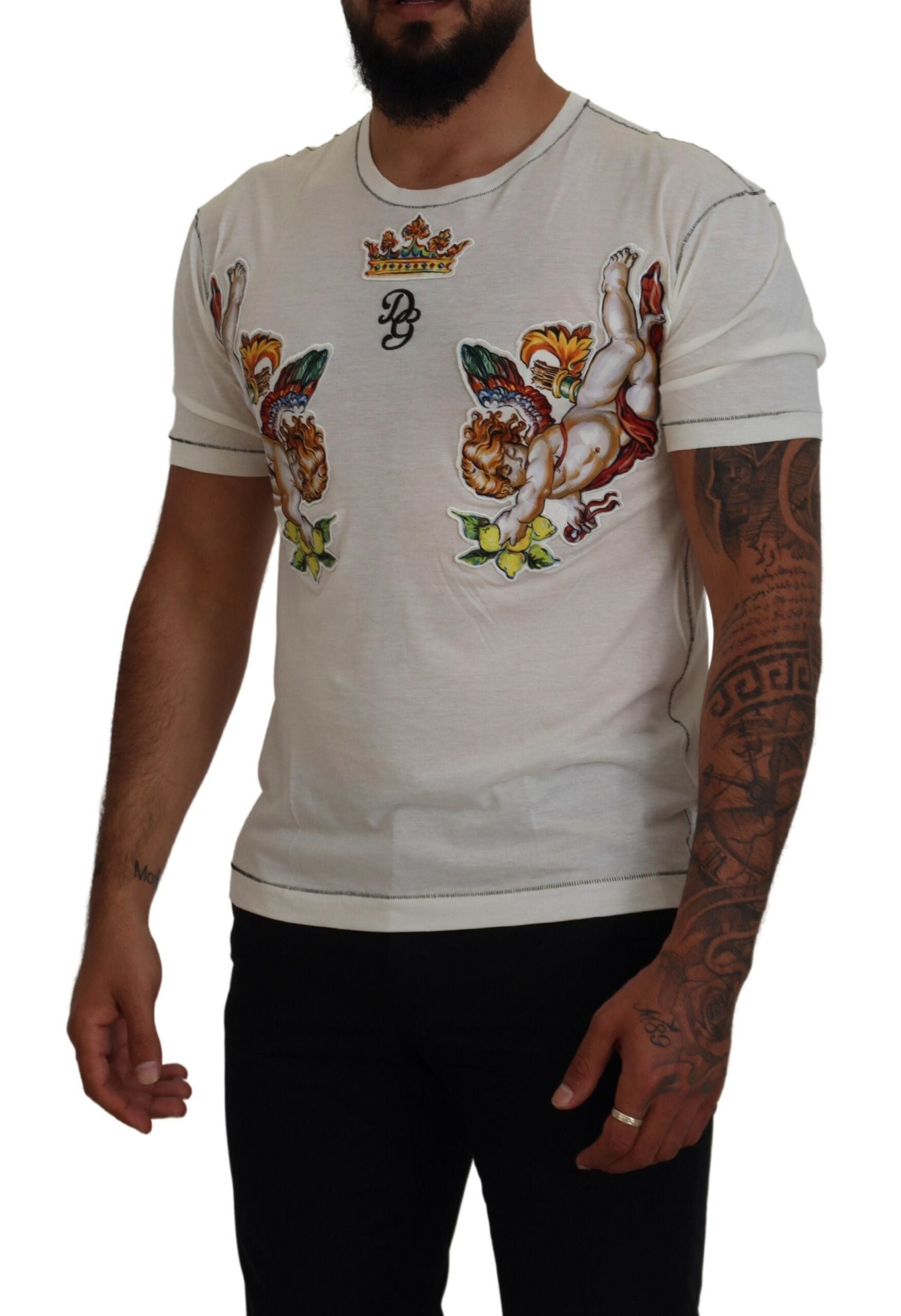 Dolce &amp; Gabbana T-shirt élégant en mélange de coton et de soie blanc