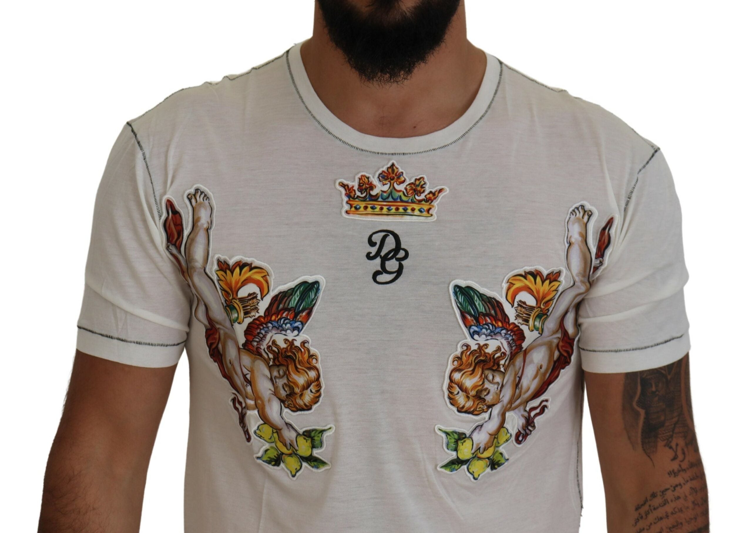 Dolce &amp; Gabbana T-shirt élégant en mélange de coton et de soie blanc