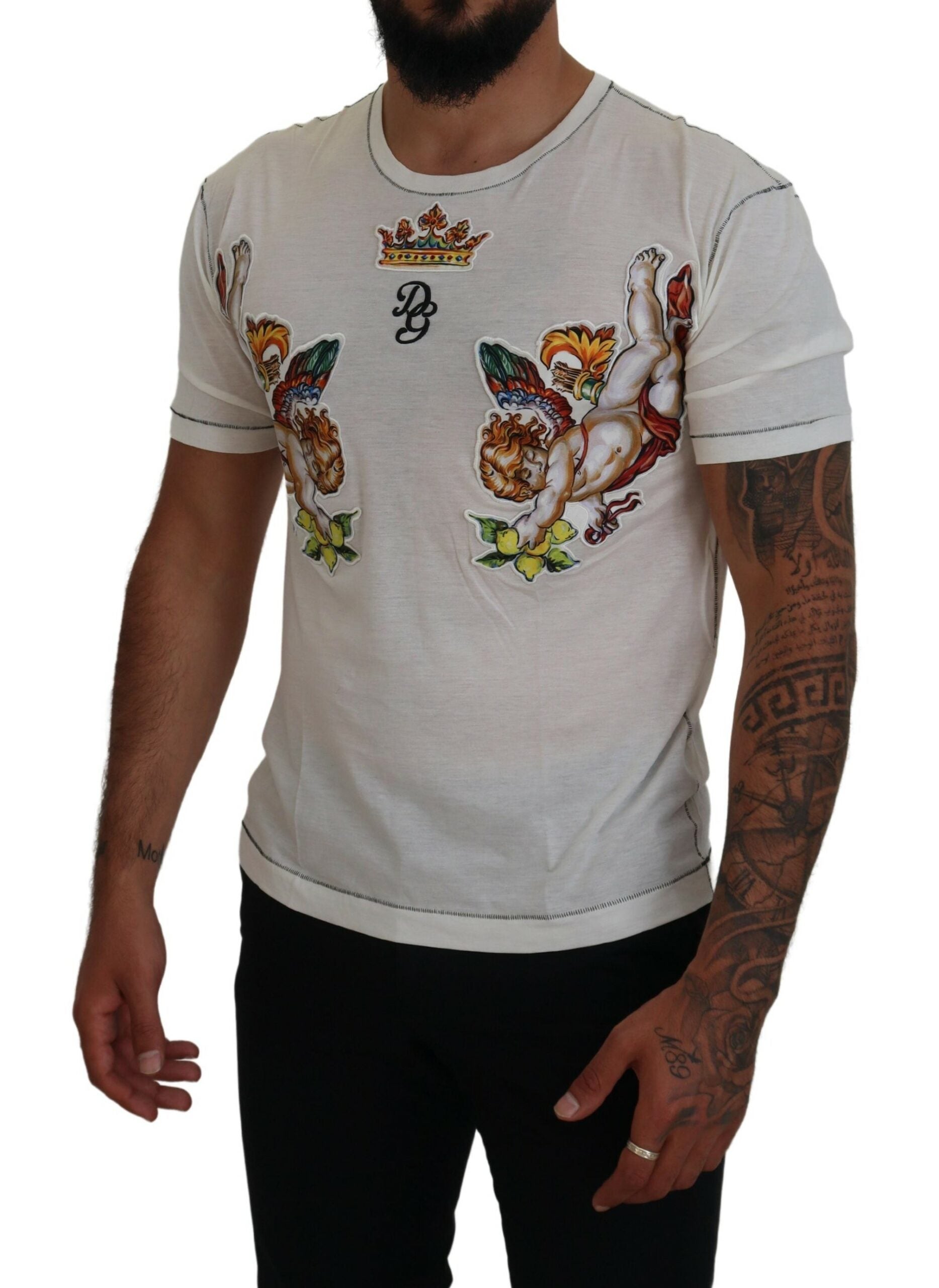 Dolce &amp; Gabbana T-shirt élégant en mélange de coton et de soie blanc