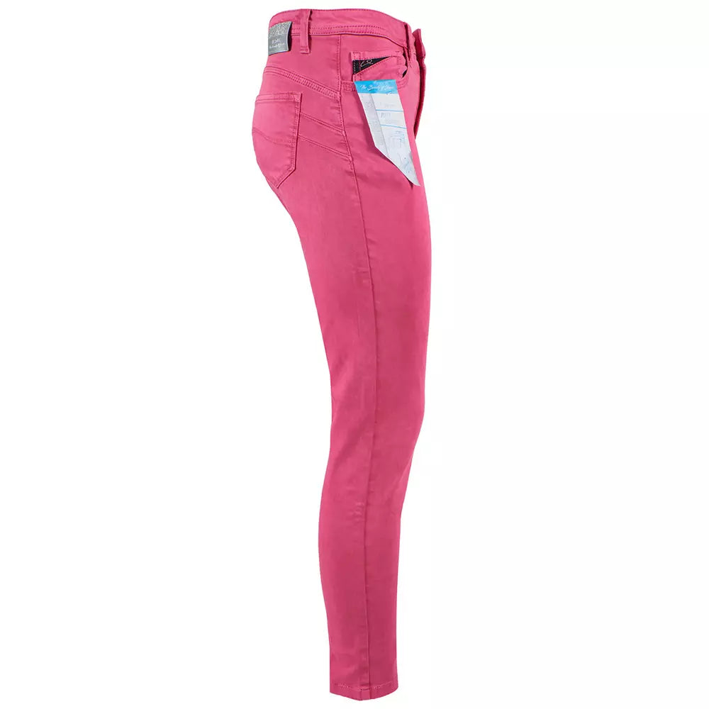 Yes Zee Chic - Jean skinny fuchsia avec mini fentes aux chevilles