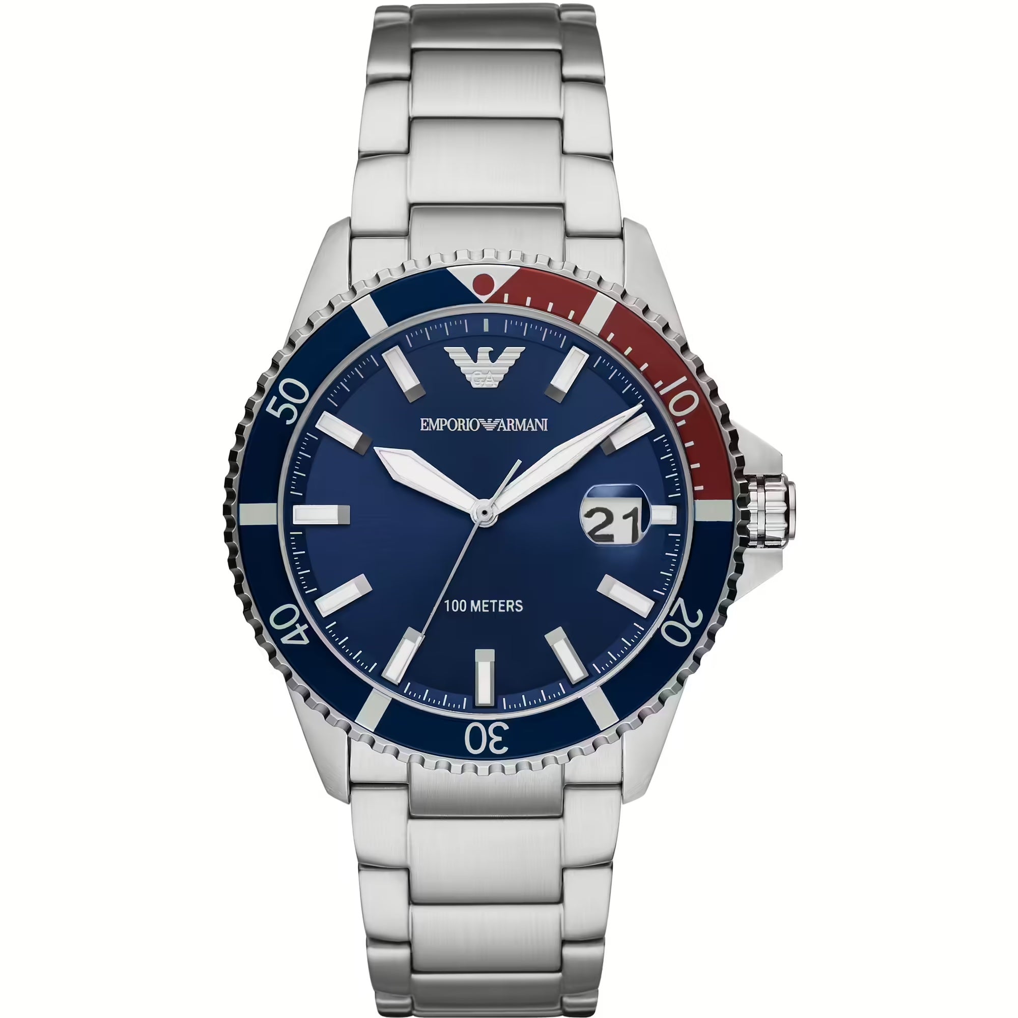 Montre à quartz en acier élégante Emporio Armani pour homme - Cadran bleu océan