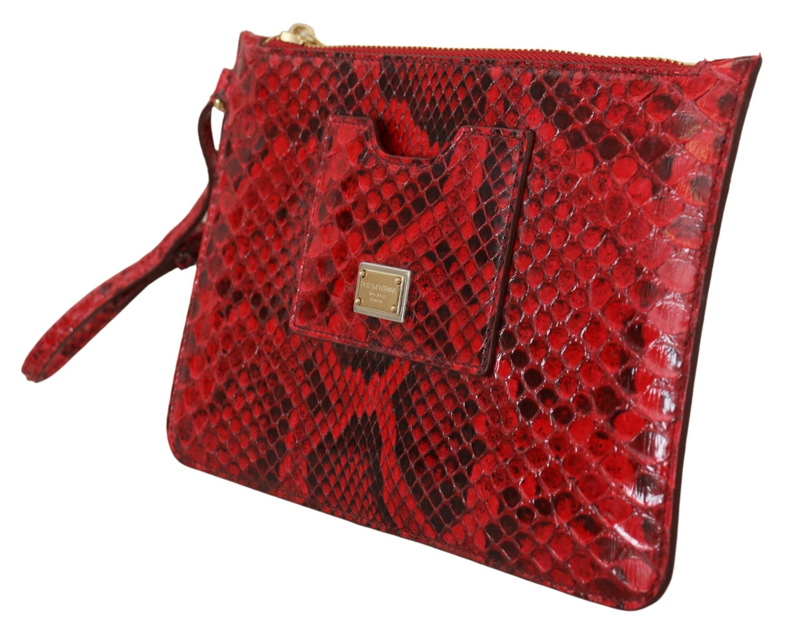 Dolce &amp; Gabbana Pochette Ayers Snake en cuir rouge élégante