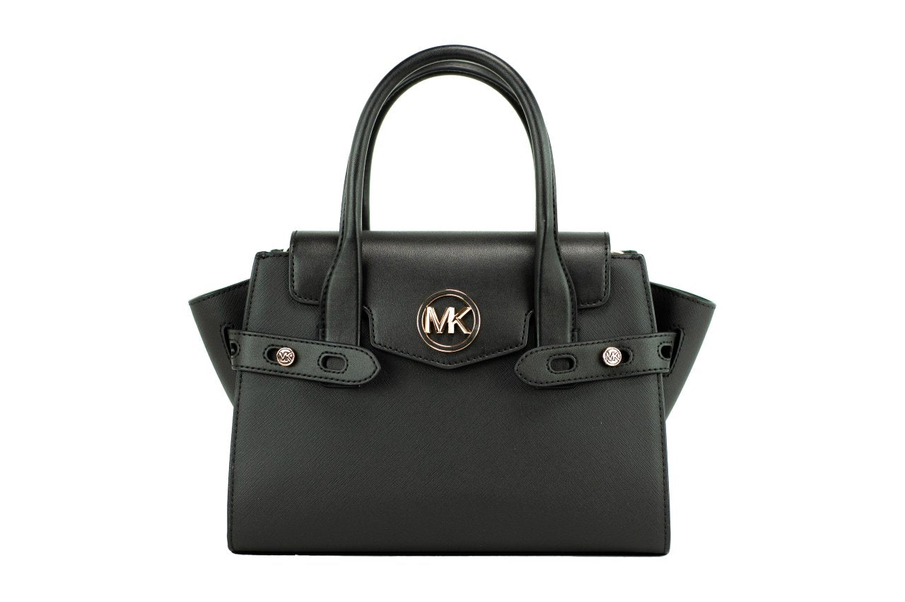 Michael Kors Carmen Sac à main en cuir Saffiano moyen noir doré