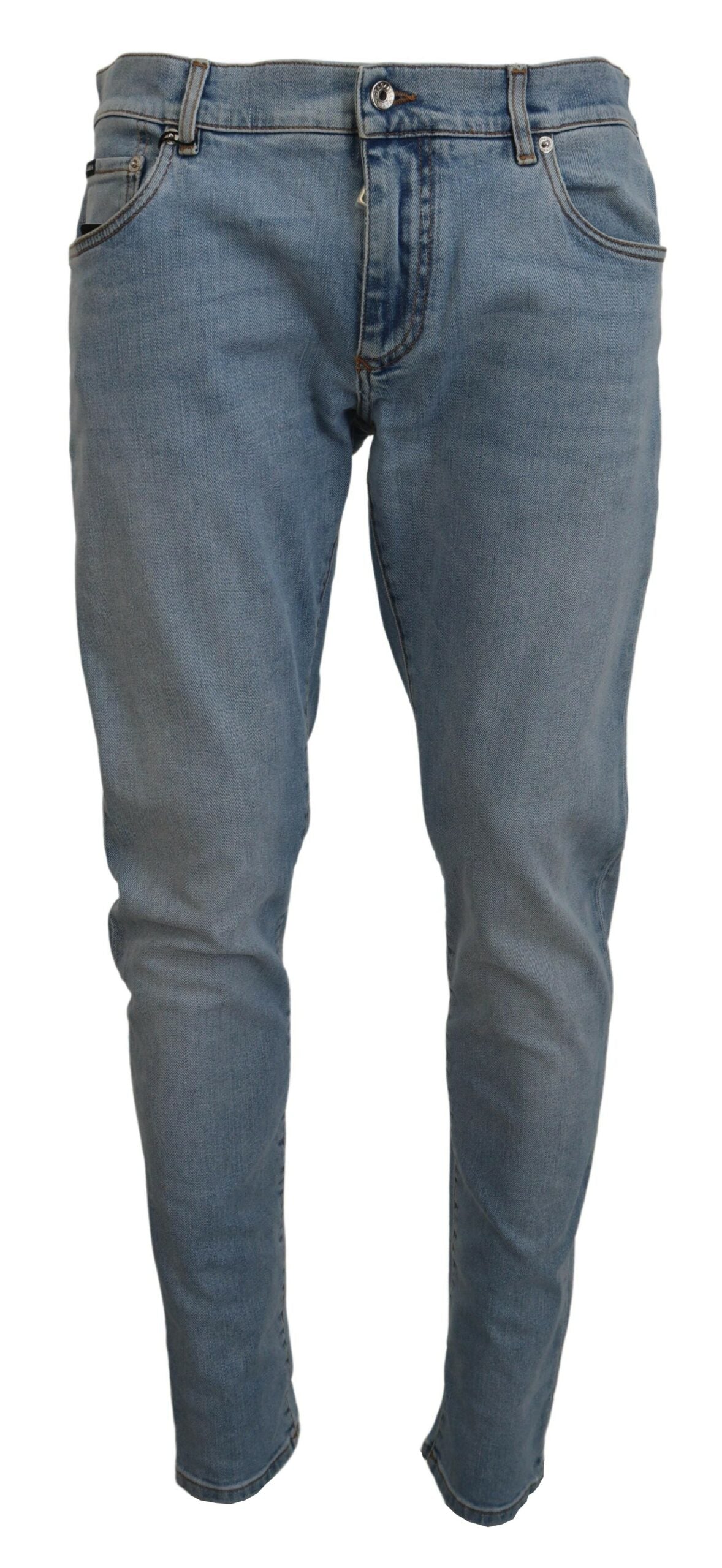 Dolce &amp; Gabbana Pantalon en denim bleu clair coupe slim élégant