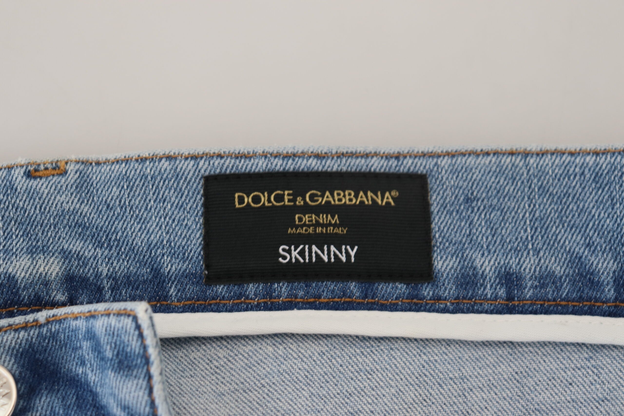 Dolce &amp; Gabbana Pantalon en denim bleu clair coupe slim élégant