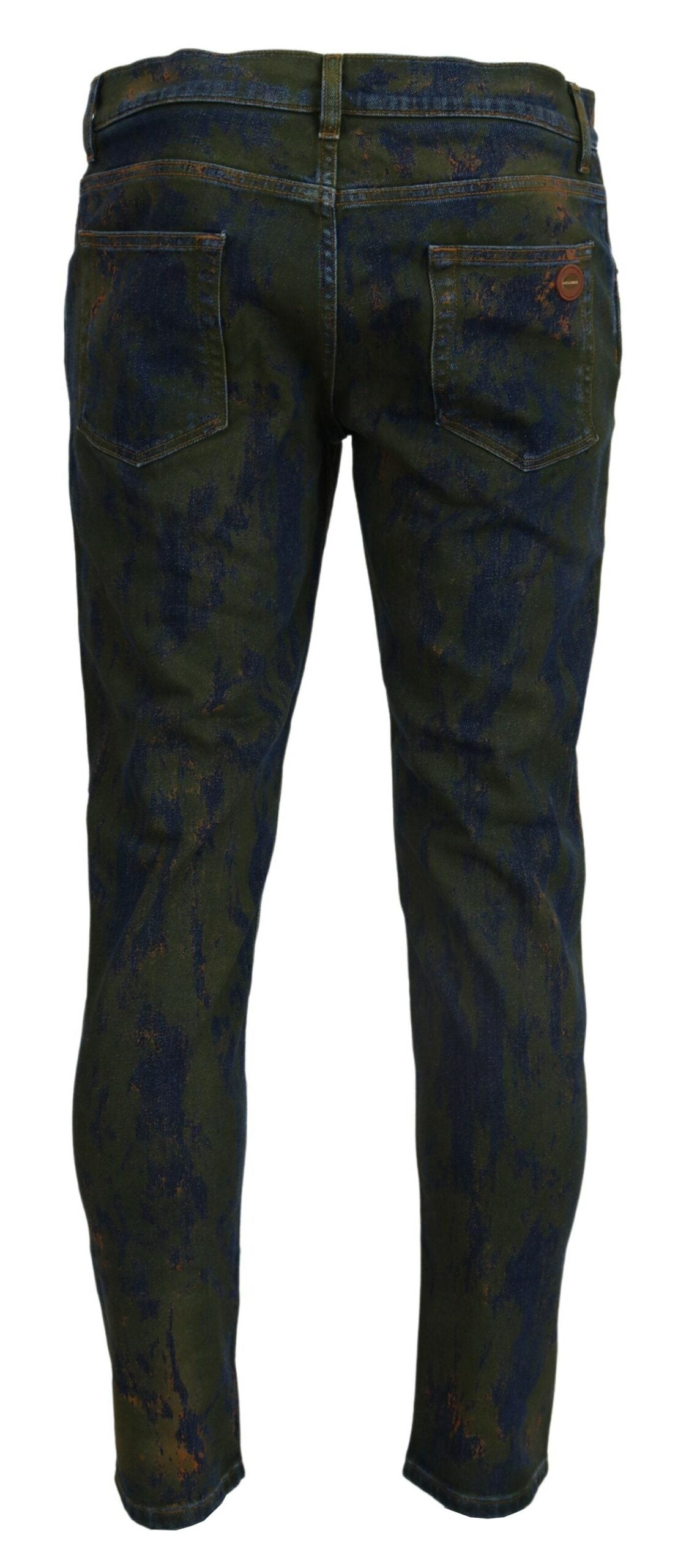 Dolce &amp; Gabbana Chic Jean Slim Fit en Denim Délavé Vert