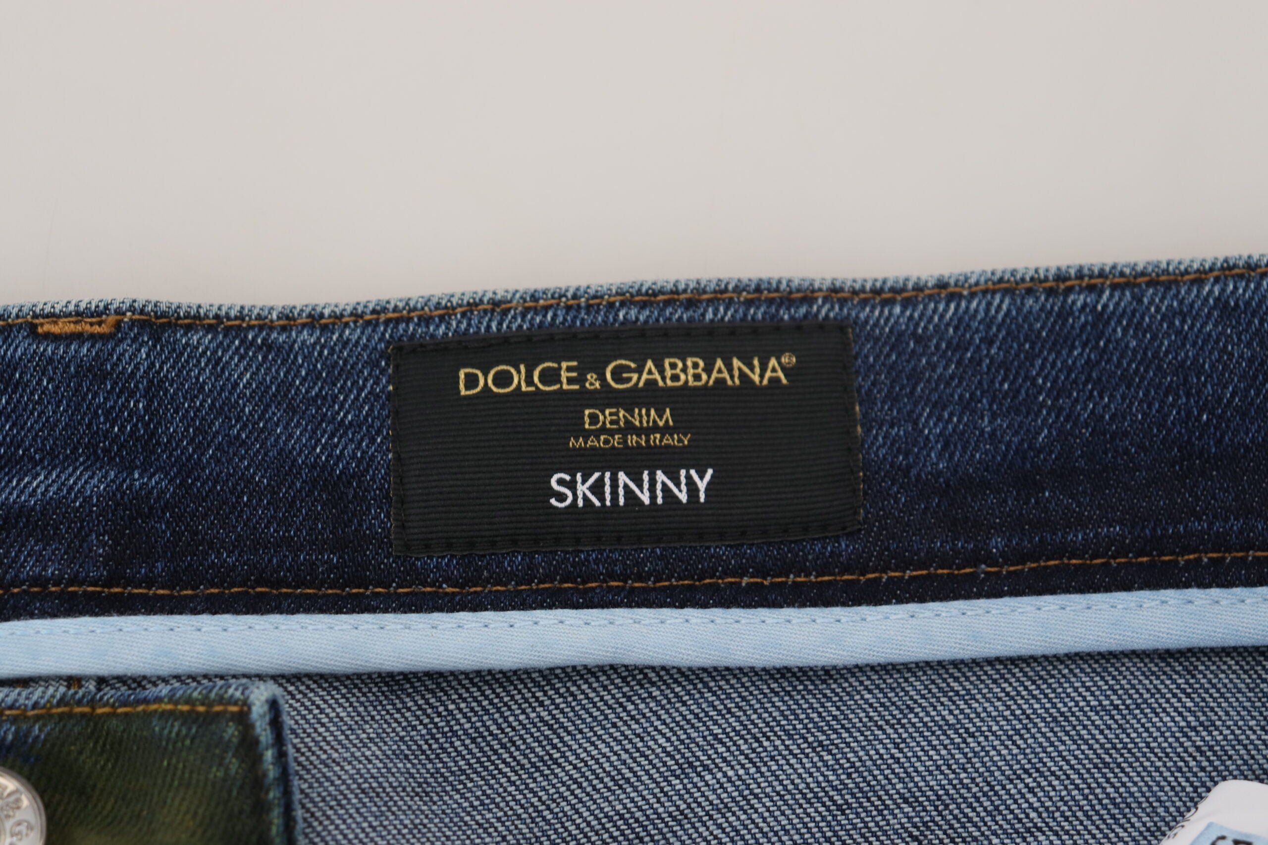 Dolce &amp; Gabbana Chic Jean Slim Fit en Denim Délavé Vert