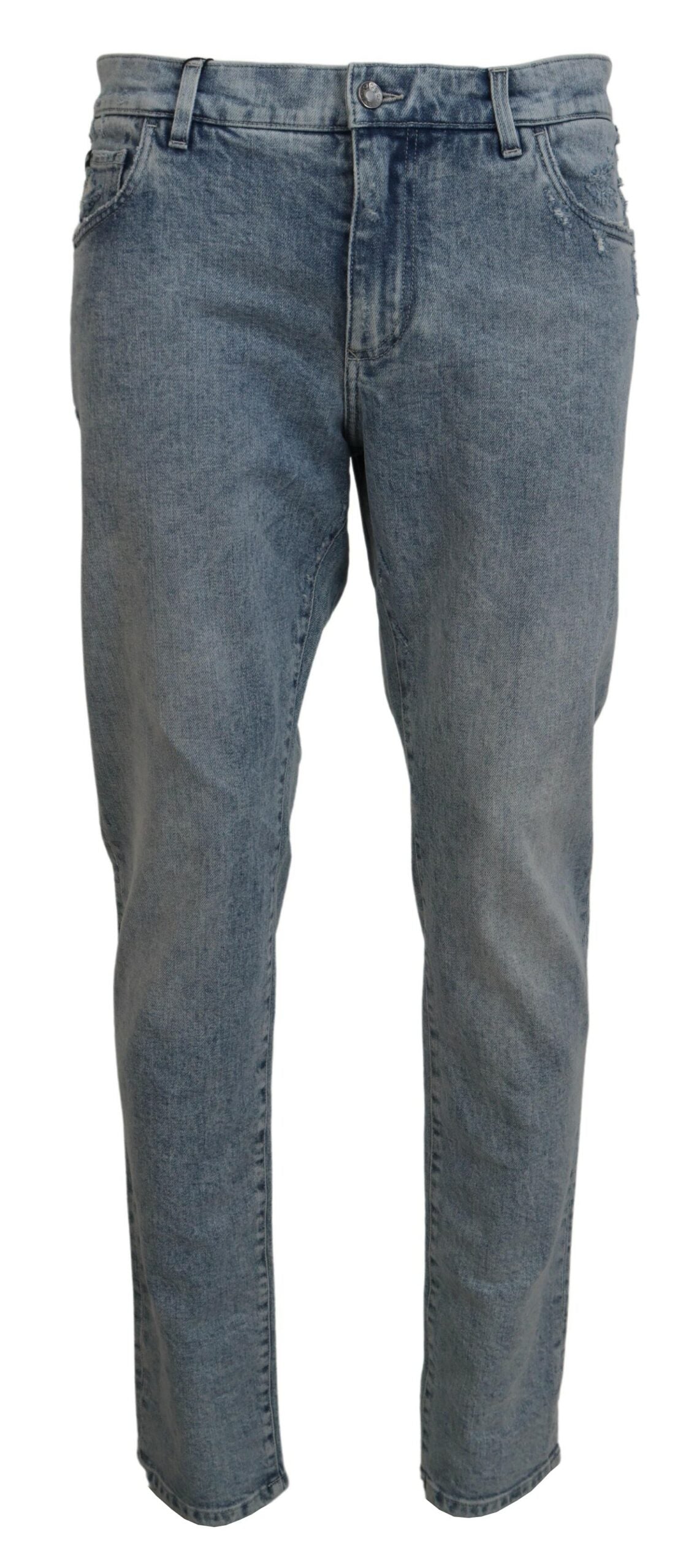 Dolce &amp; Gabbana Pantalon élégant en denim bleu clair coupe slim