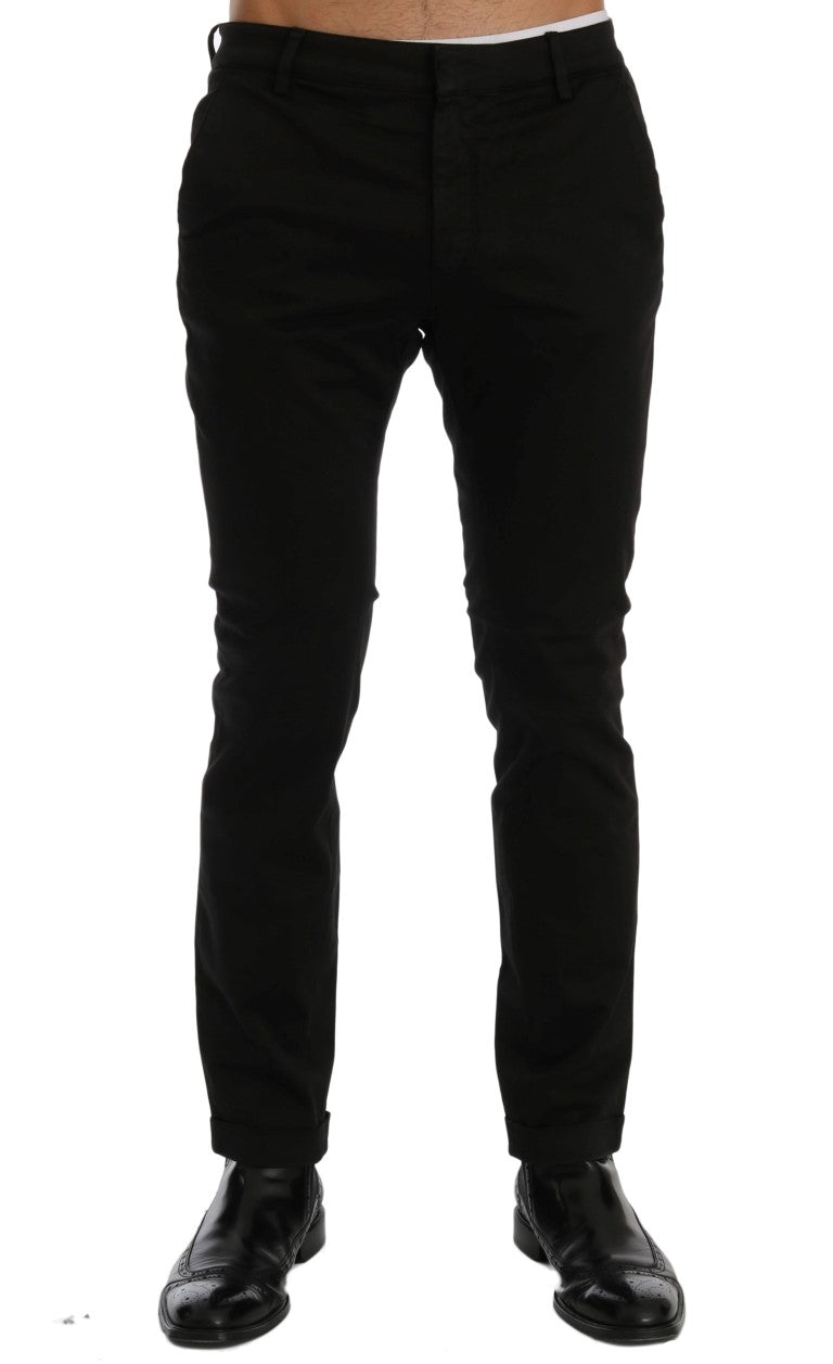 Costume National Chic Pantalon Slim Noir en Coton Stretch