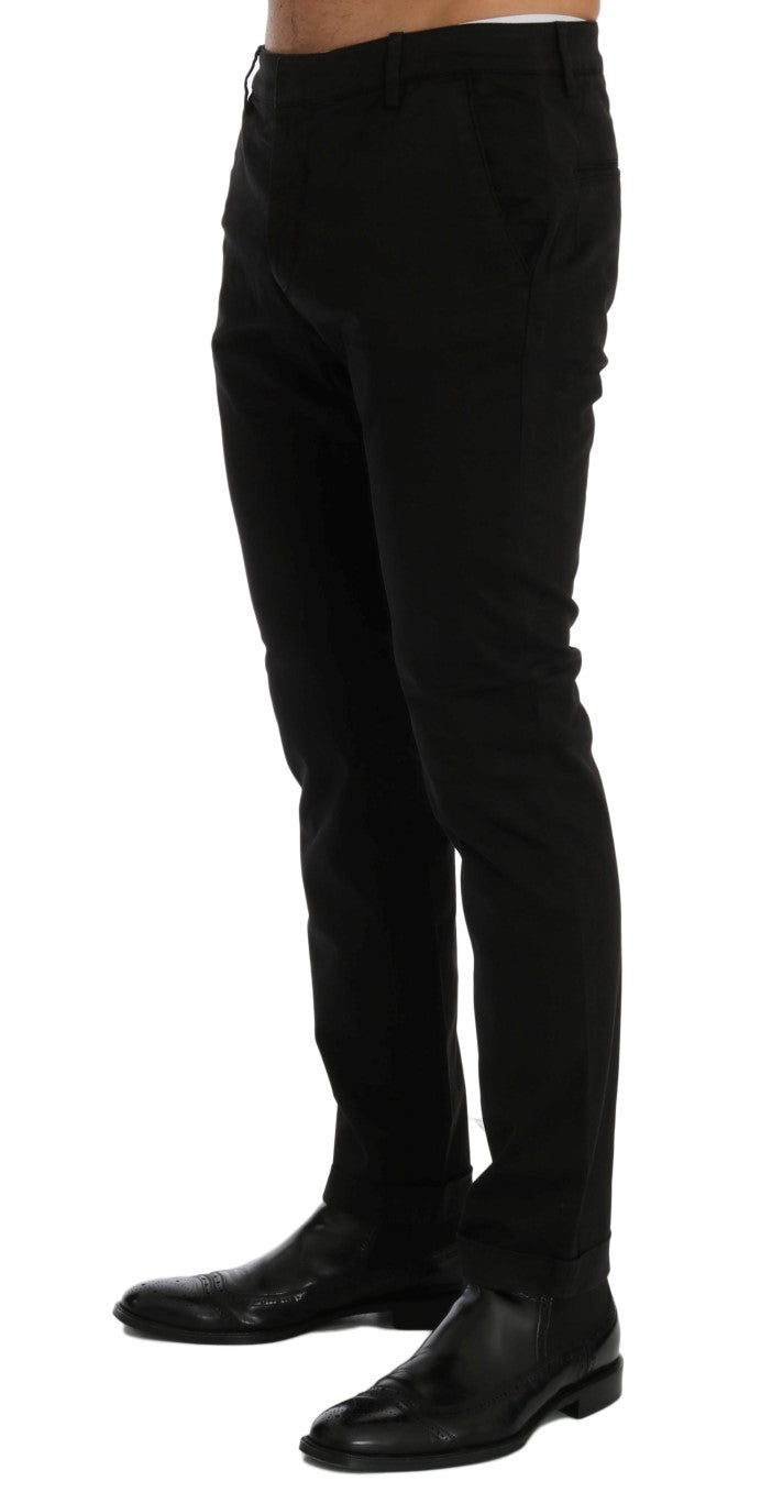 Costume National Chic Pantalon Slim Noir en Coton Stretch