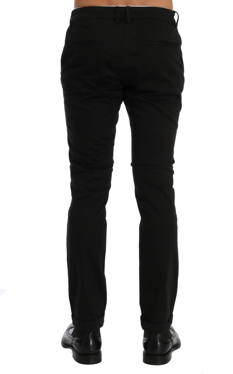 Costume National Chic Pantalon Slim Noir en Coton Stretch