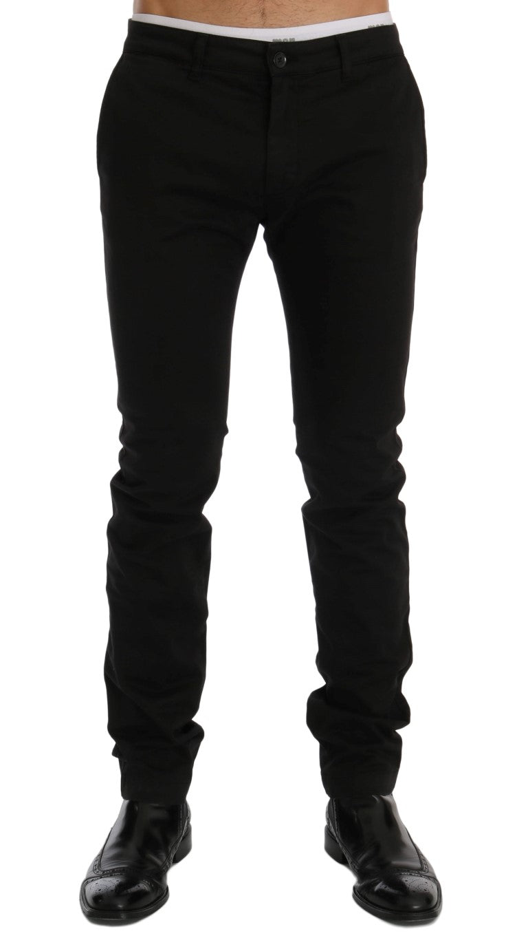 Pantalon élégant en coton noir coupe slim GF Ferre