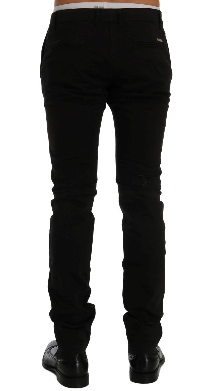 Pantalon élégant en coton noir coupe slim GF Ferre