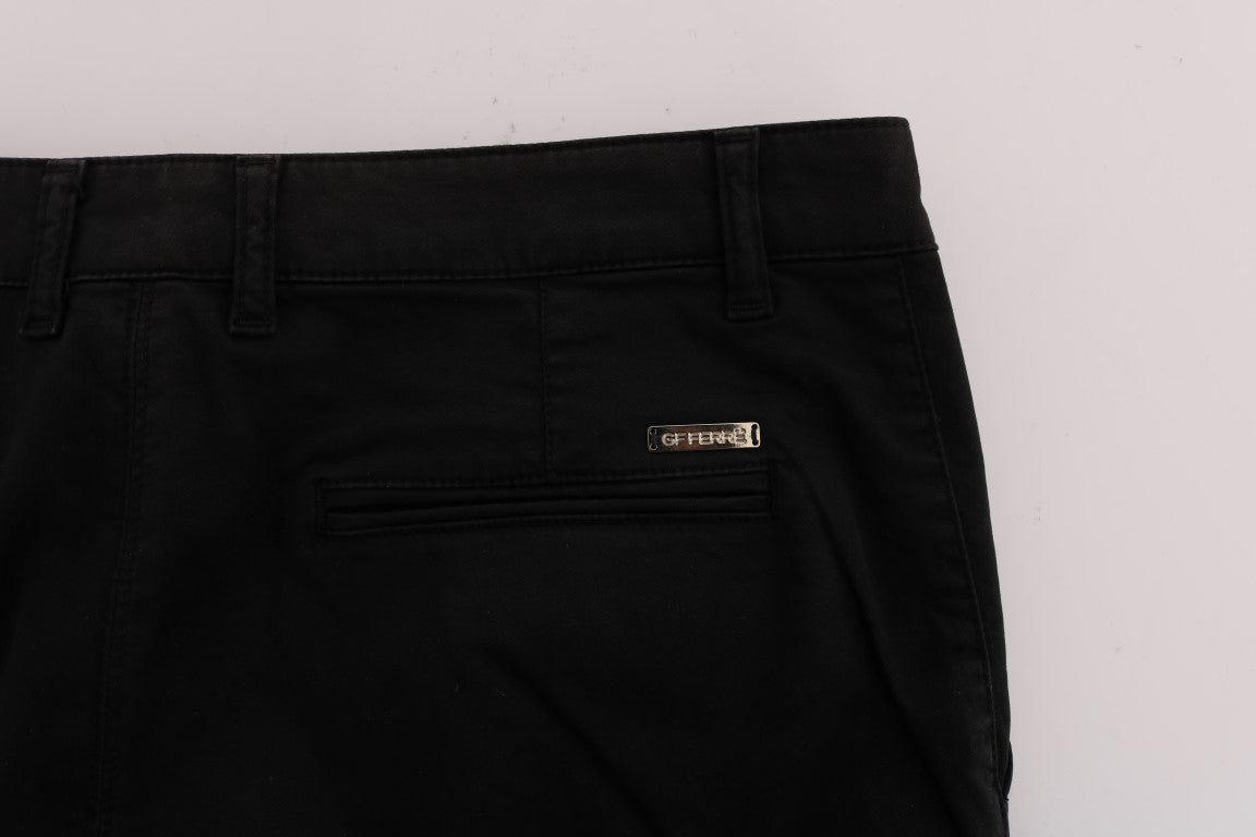 Pantalon élégant en coton noir coupe slim GF Ferre