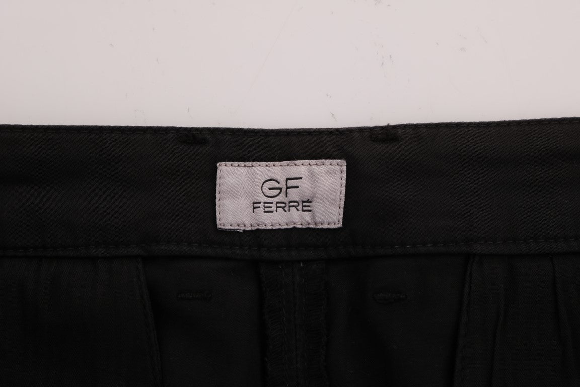 Pantalon élégant en coton noir coupe slim GF Ferre