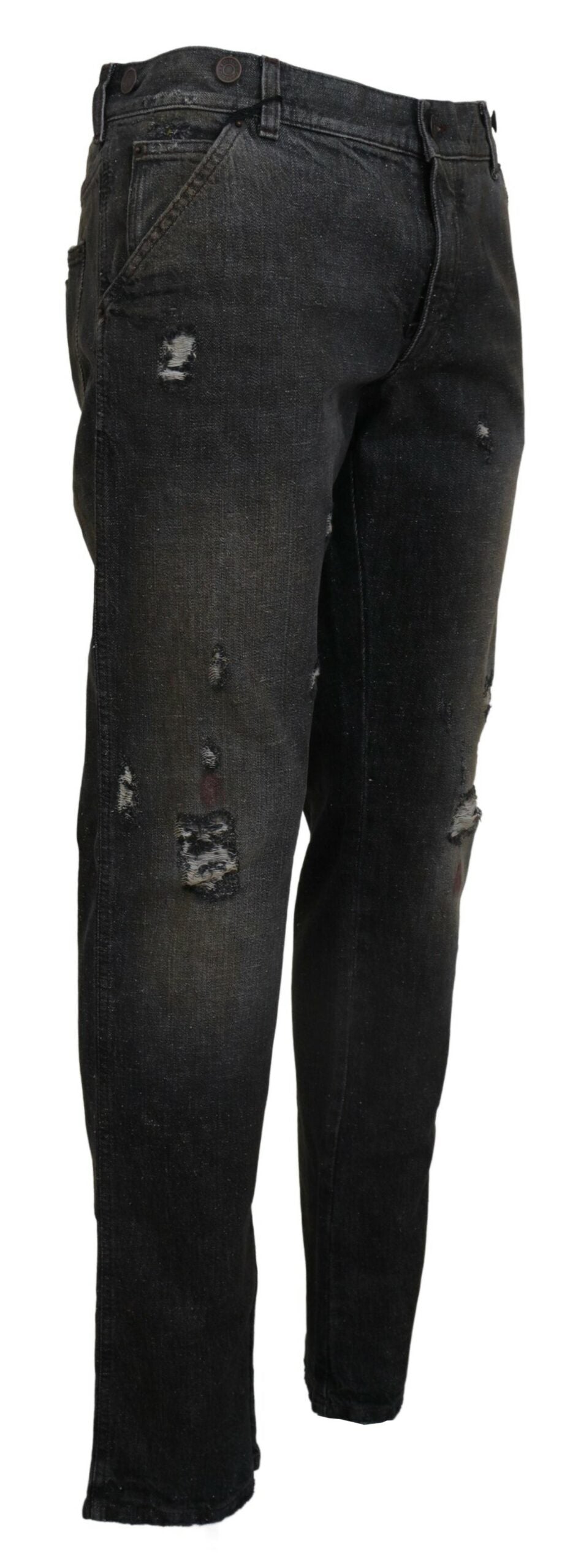 Dolce &amp; Gabbana Pantalon en denim gris exquis pour le gentleman moderne