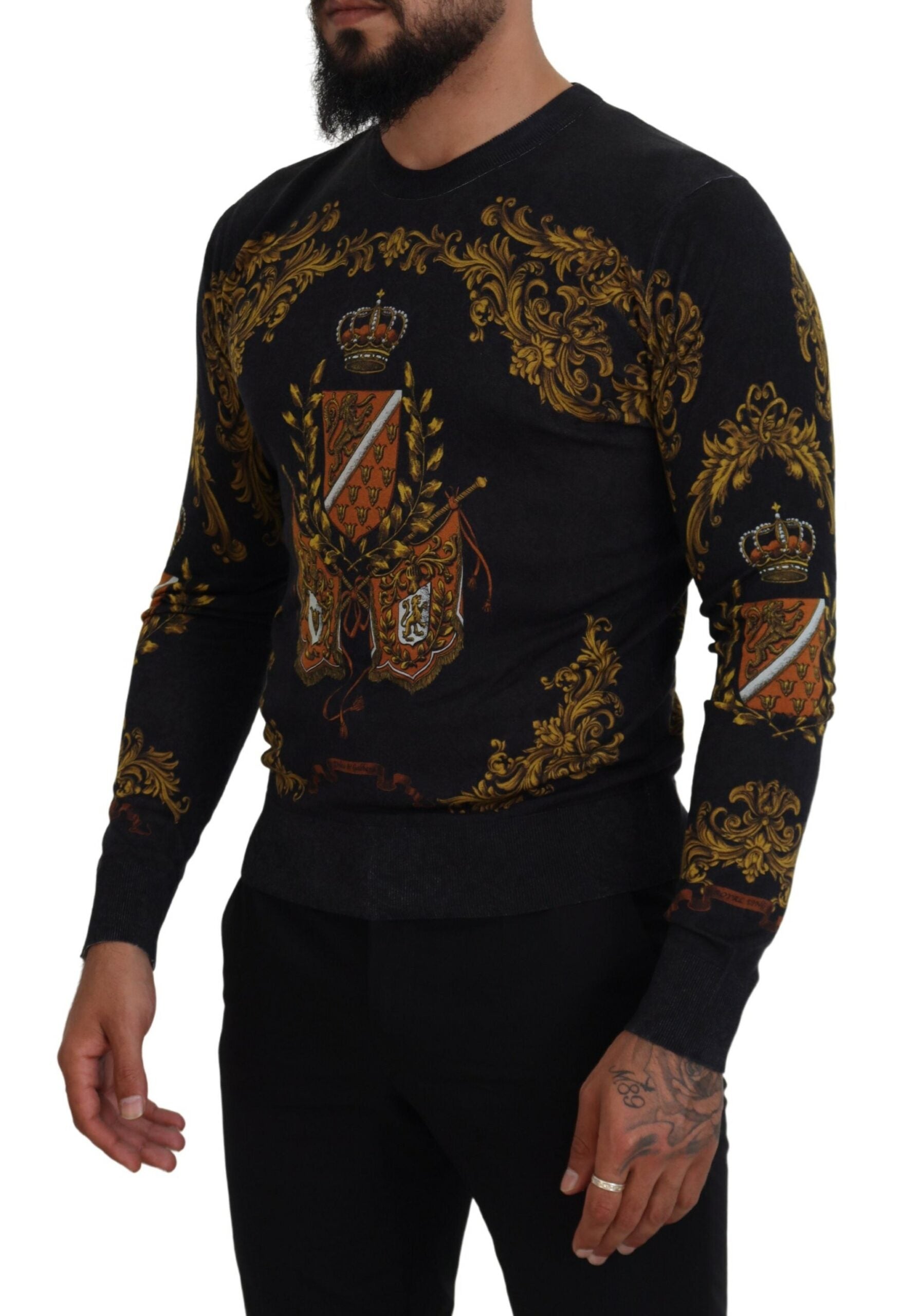 Dolce &amp; Gabbana Pull en soie à motif médaille baroque