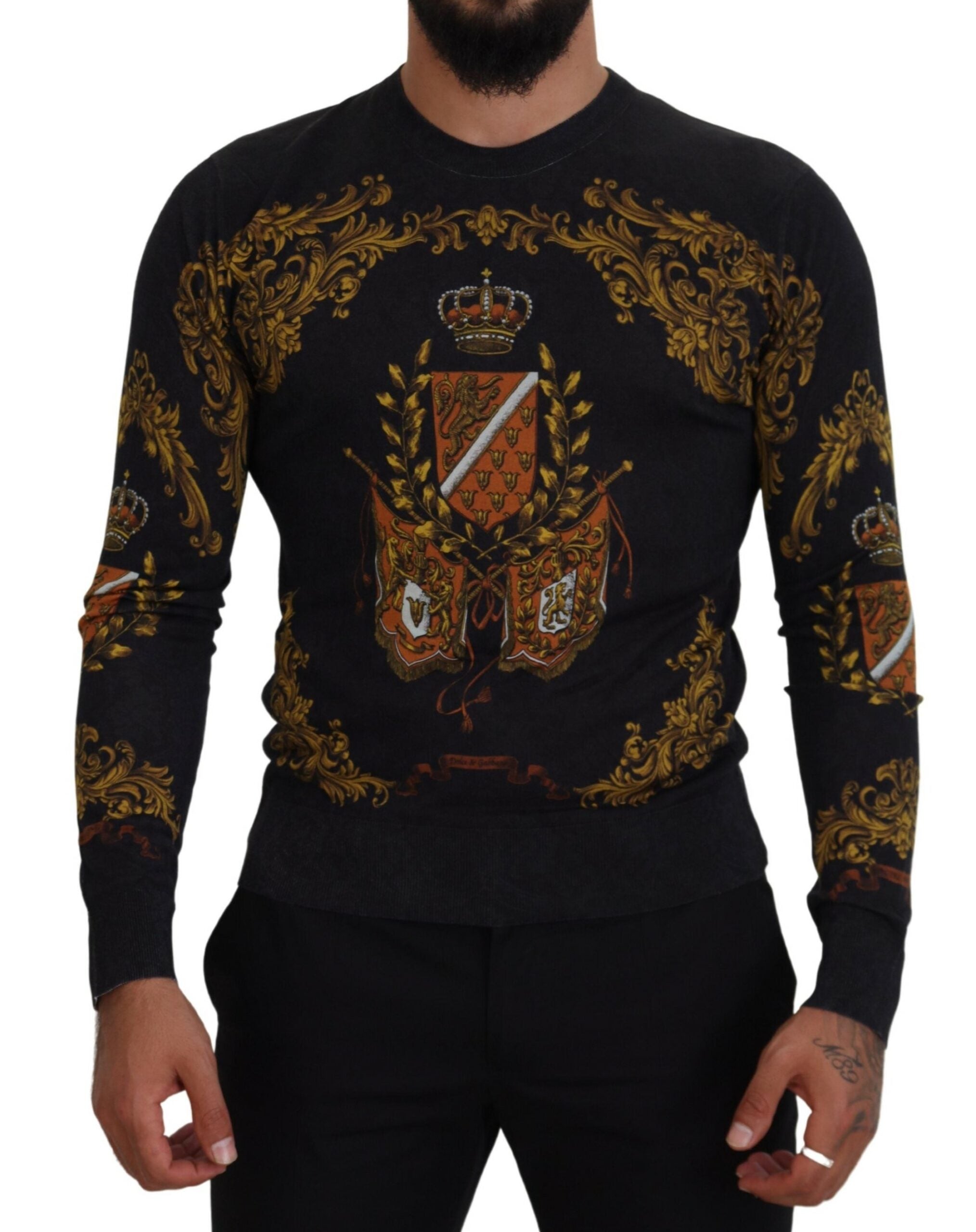 Dolce &amp; Gabbana Pull en soie à motif médaille baroque