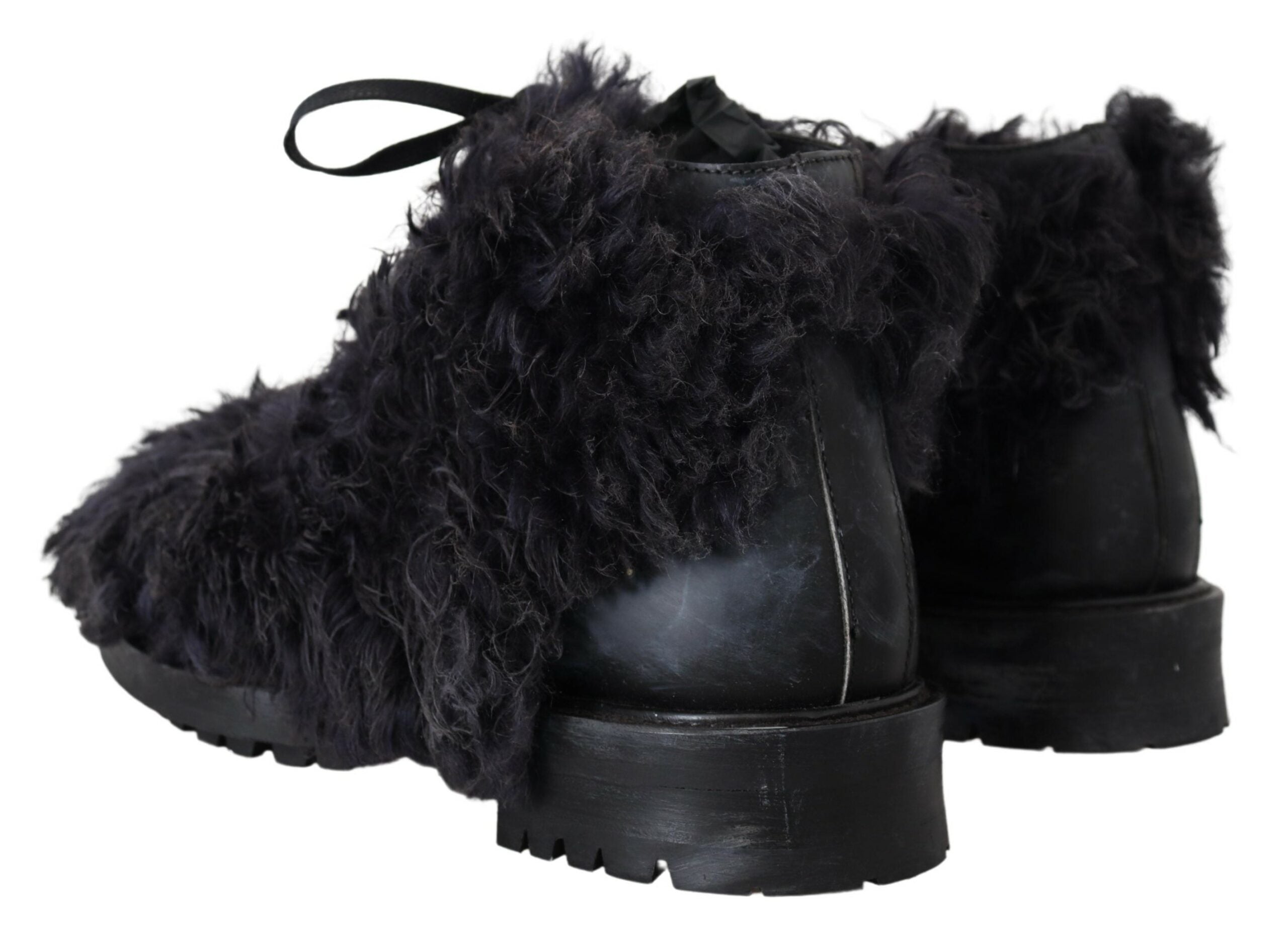 Bottines en peau de mouton retournée Dolce &amp; Gabbana en cuir noir