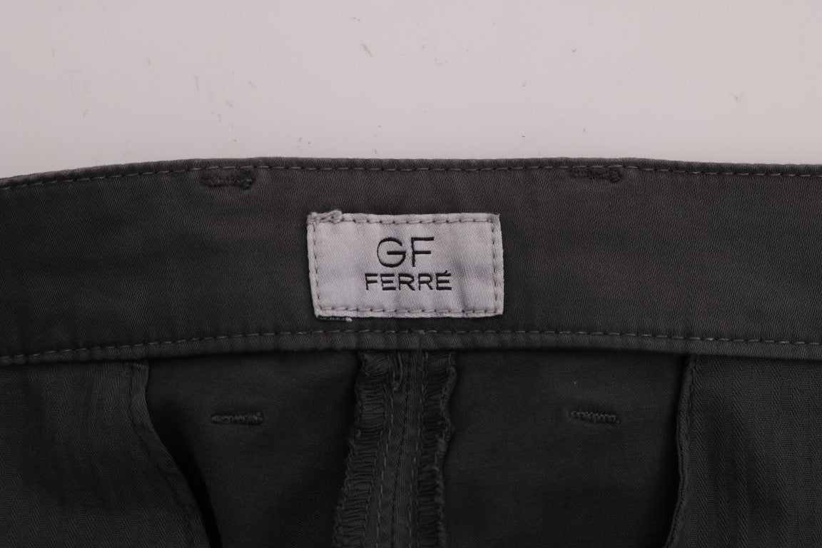 Pantalon élégant en coton gris coupe slim GF Ferre