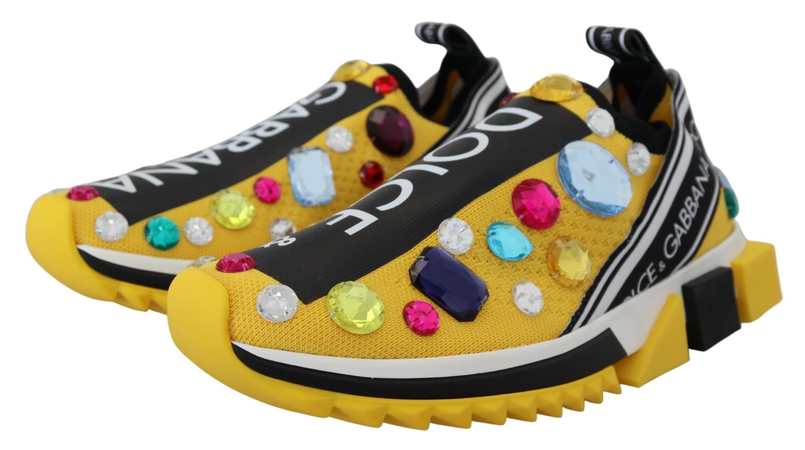 Dolce &amp; Gabbana Baskets en tissu techno jaune exquis