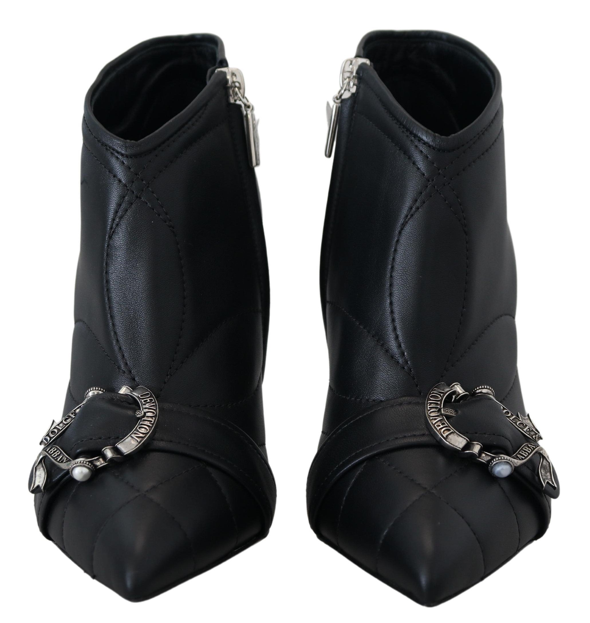 Dolce &amp; Gabbana Bottines élégantes en cuir matelassé noir