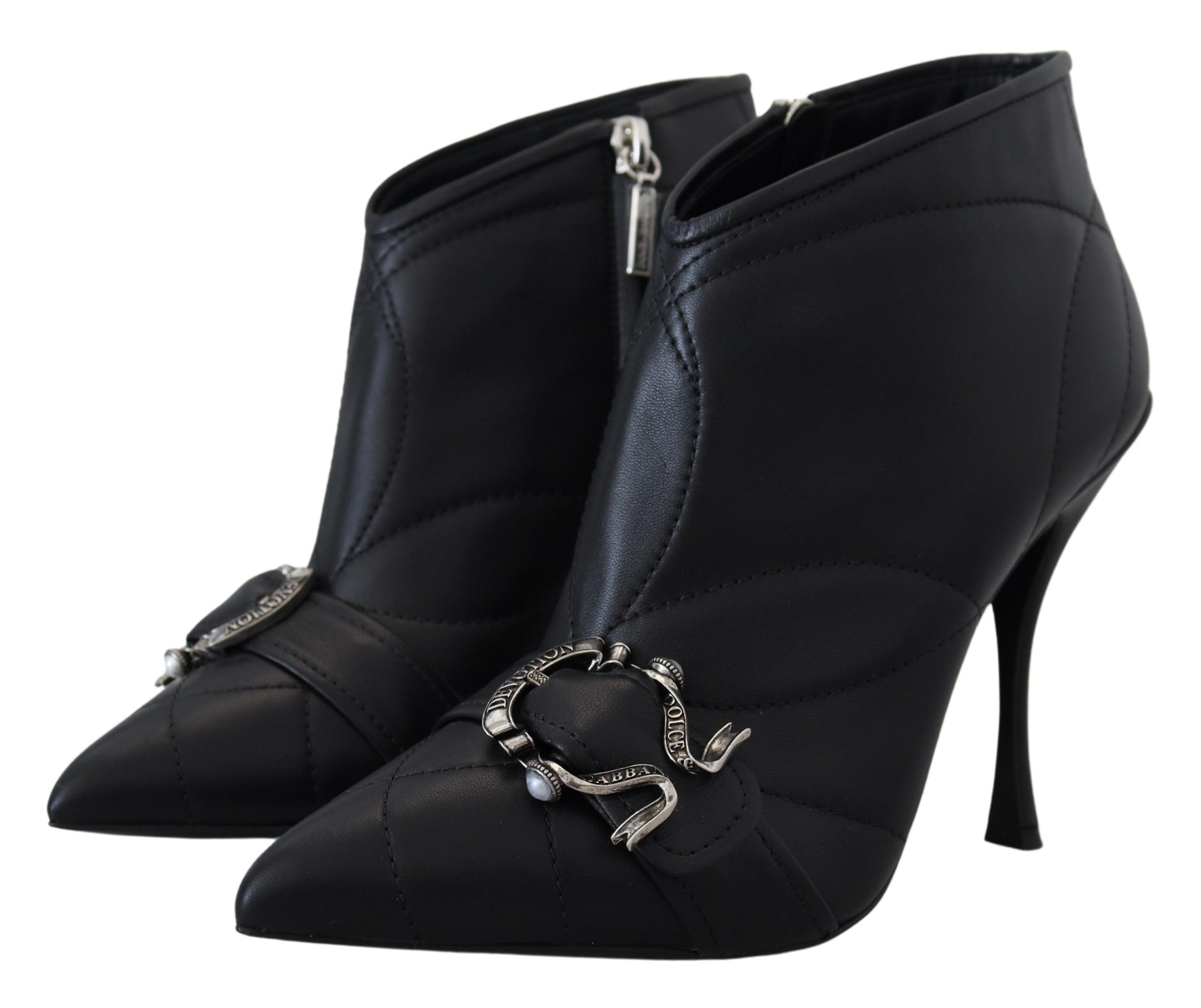 Dolce &amp; Gabbana Bottines élégantes en cuir matelassé noir