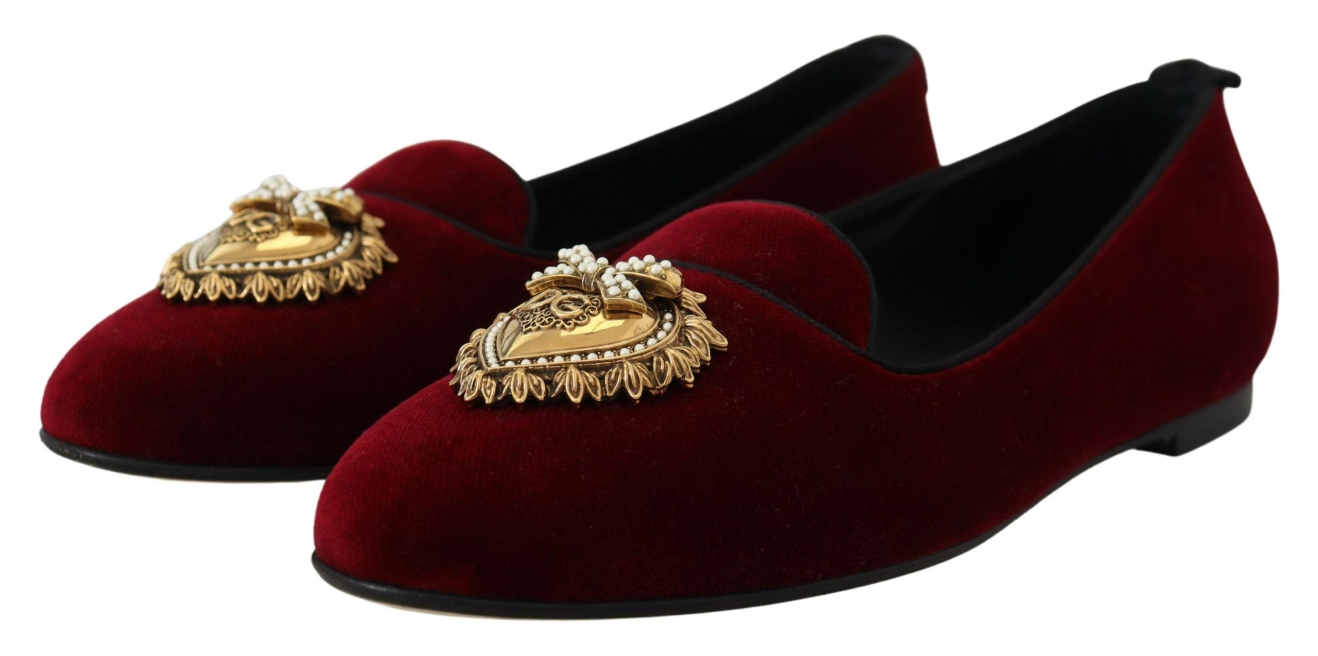 Dolce &amp; Gabbana Mocassins Devotion en velours bordeaux