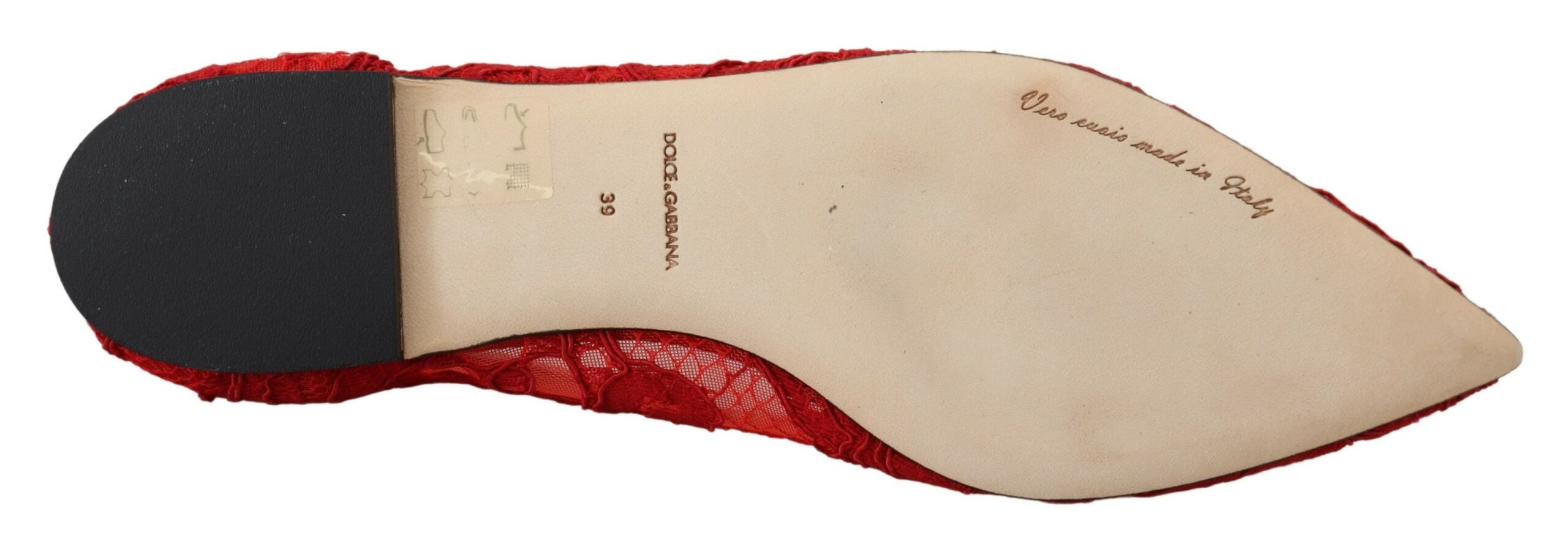 Dolce &amp; Gabbana Chaussures plates rouges ornées de cristaux