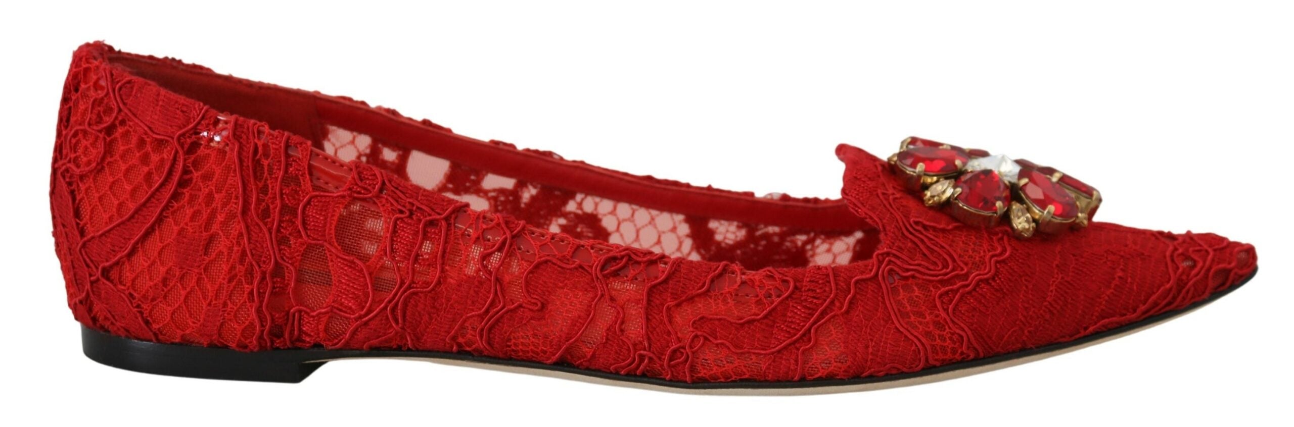 Dolce &amp; Gabbana Chaussures plates rouges ornées de cristaux