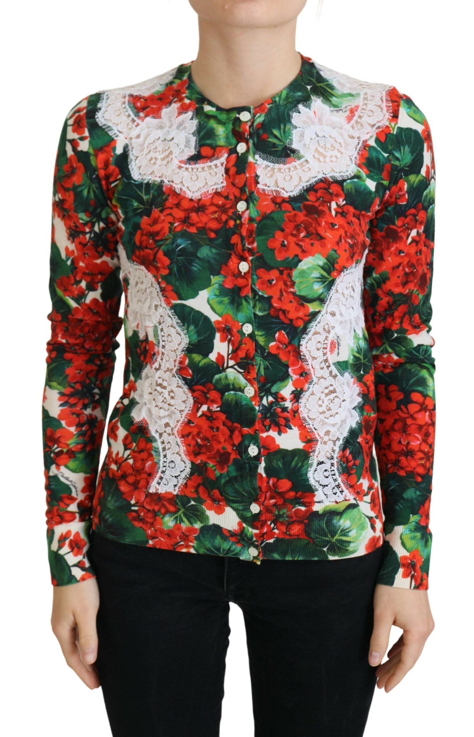 Dolce &amp; Gabbana Cardigan élégant à col rond et motif floral