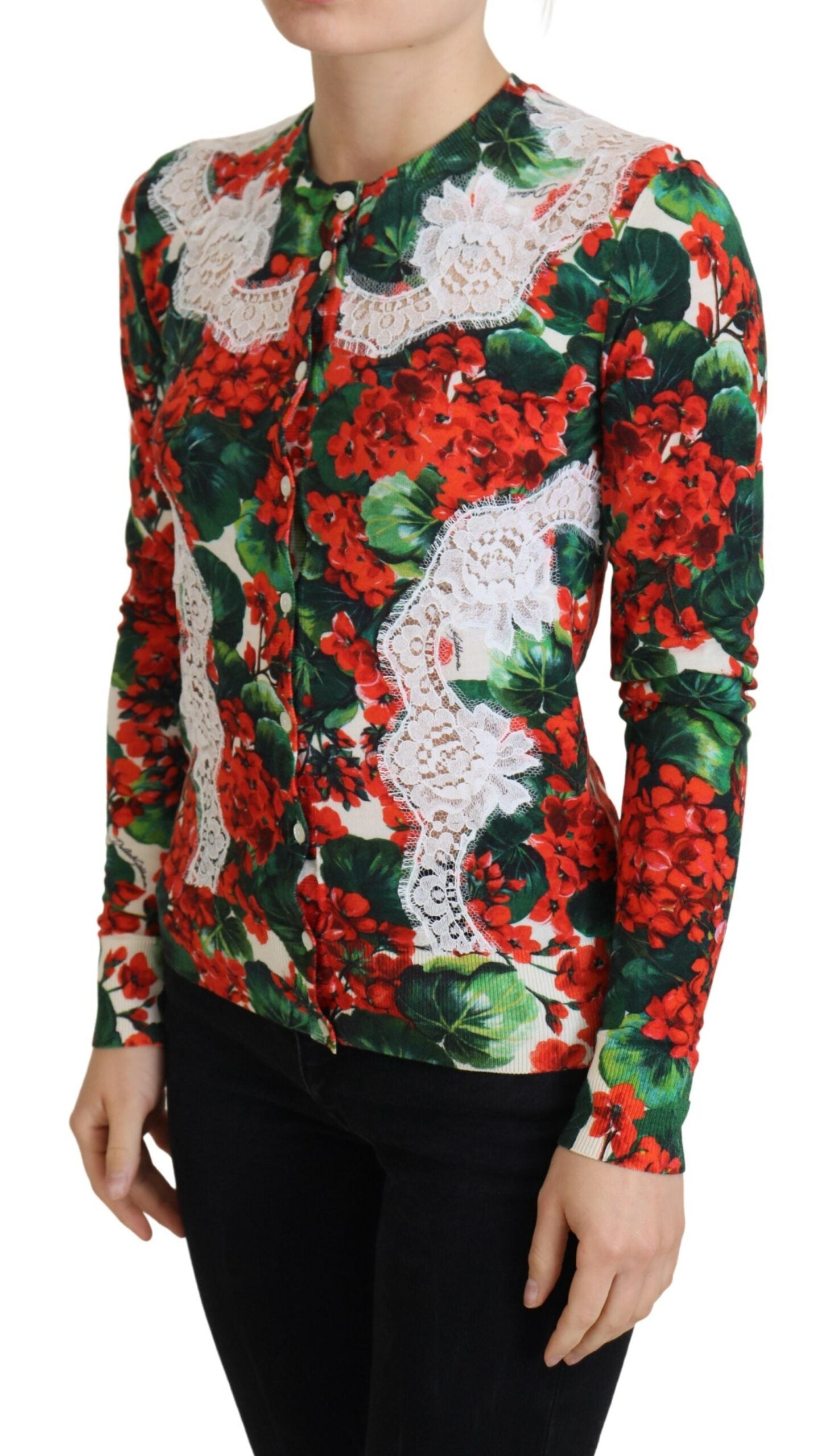 Dolce &amp; Gabbana Cardigan élégant à col rond et motif floral