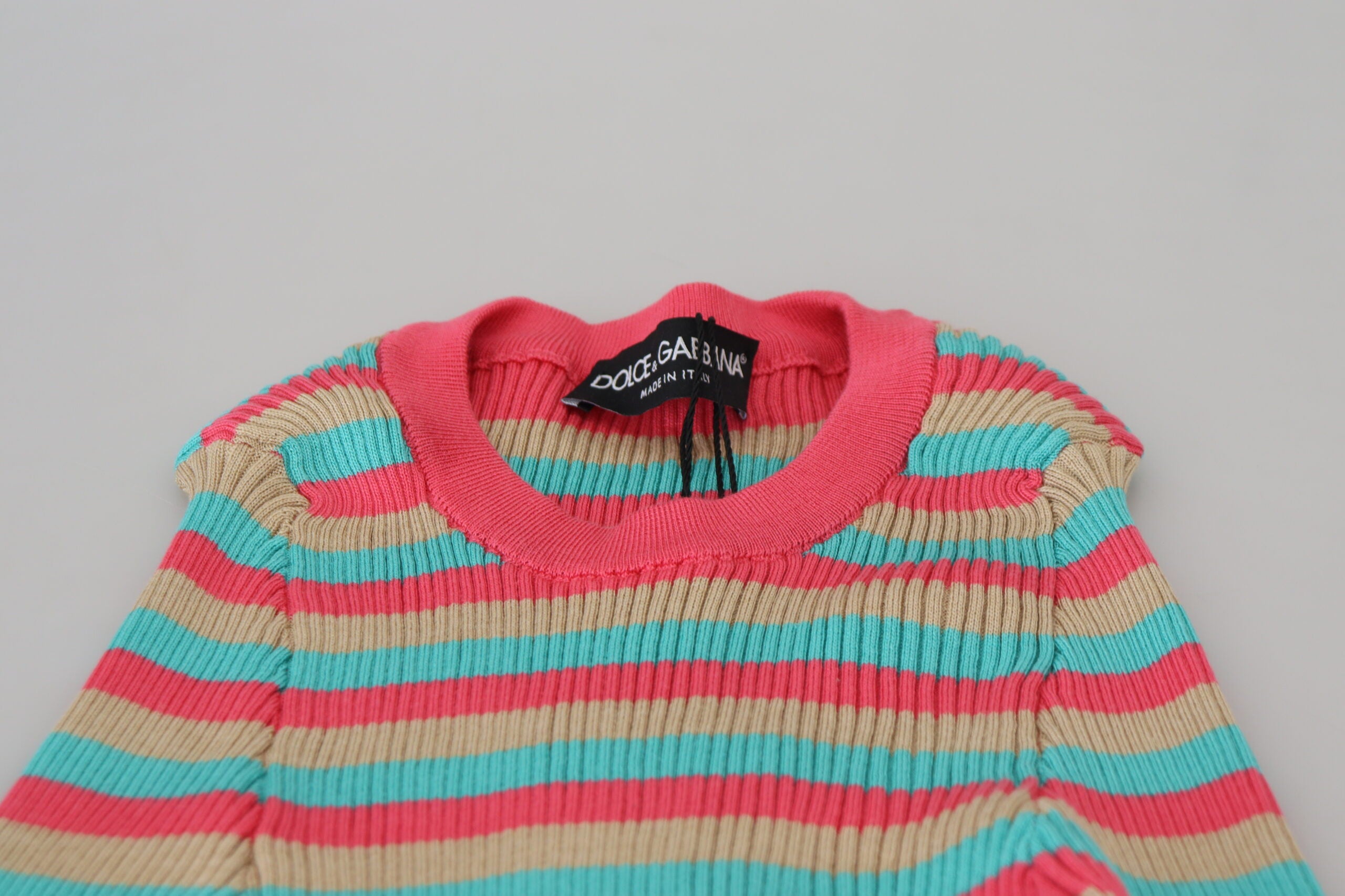 Dolce & Gabbana Elegant Striped Silk Crewneck Pullover