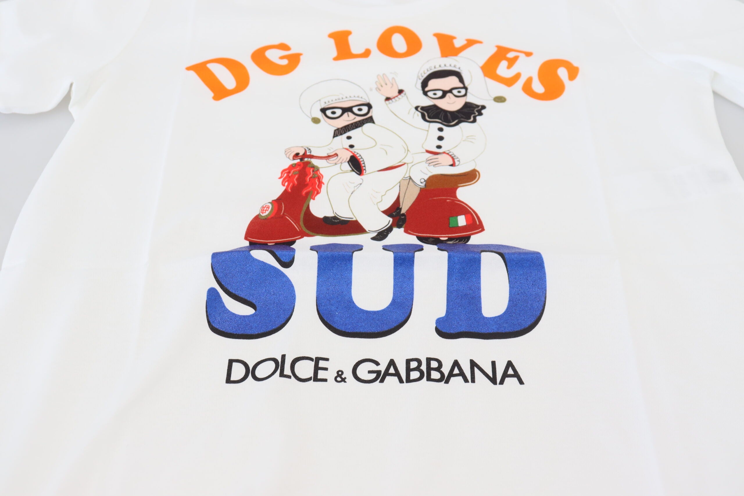 Dolce &amp; Gabbana T-shirt blanc élégant à col rond avec imprimé coloré